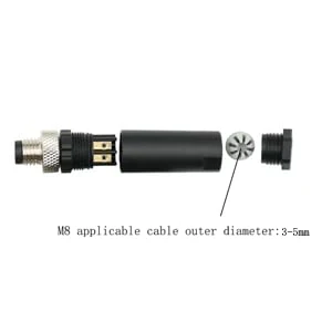 Pack of 5 M8 3-pin plug round connectors, on-site mounted with 8 mm wired sensor, industrial round plug IP67 unshielded code straight plug 60 V 4 A M8 Männlicher - Image 5