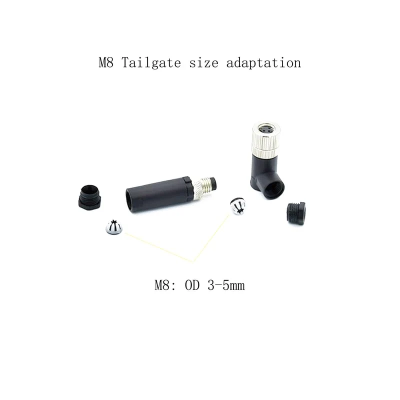 Pack of 5 M8 3-pin plug round connectors, on-site mounted with 8 mm wired sensor, industrial round plug IP67 unshielded code straight plug 60 V 4 A M8 Männlicher - Image 6