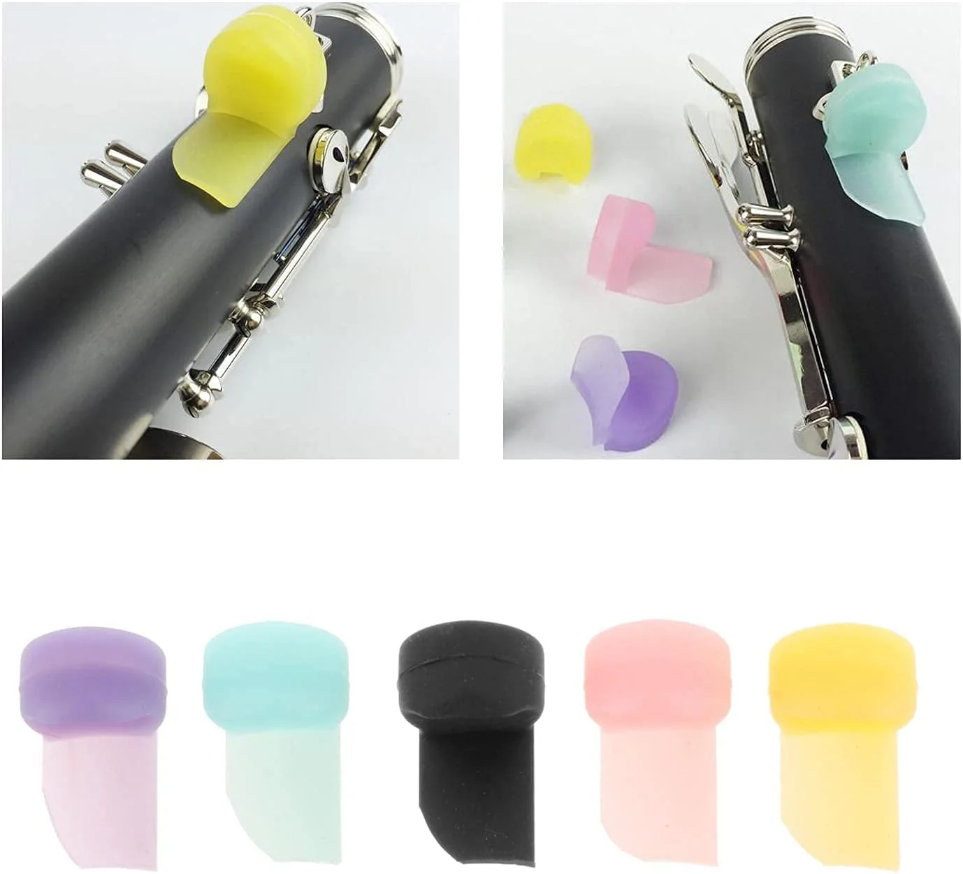 Pack of 5 Soft Silicone Clarinet Oboe Thumb Rest Cushion Thumb Protector for Woodwind Instrument (Black) Black - Image 3