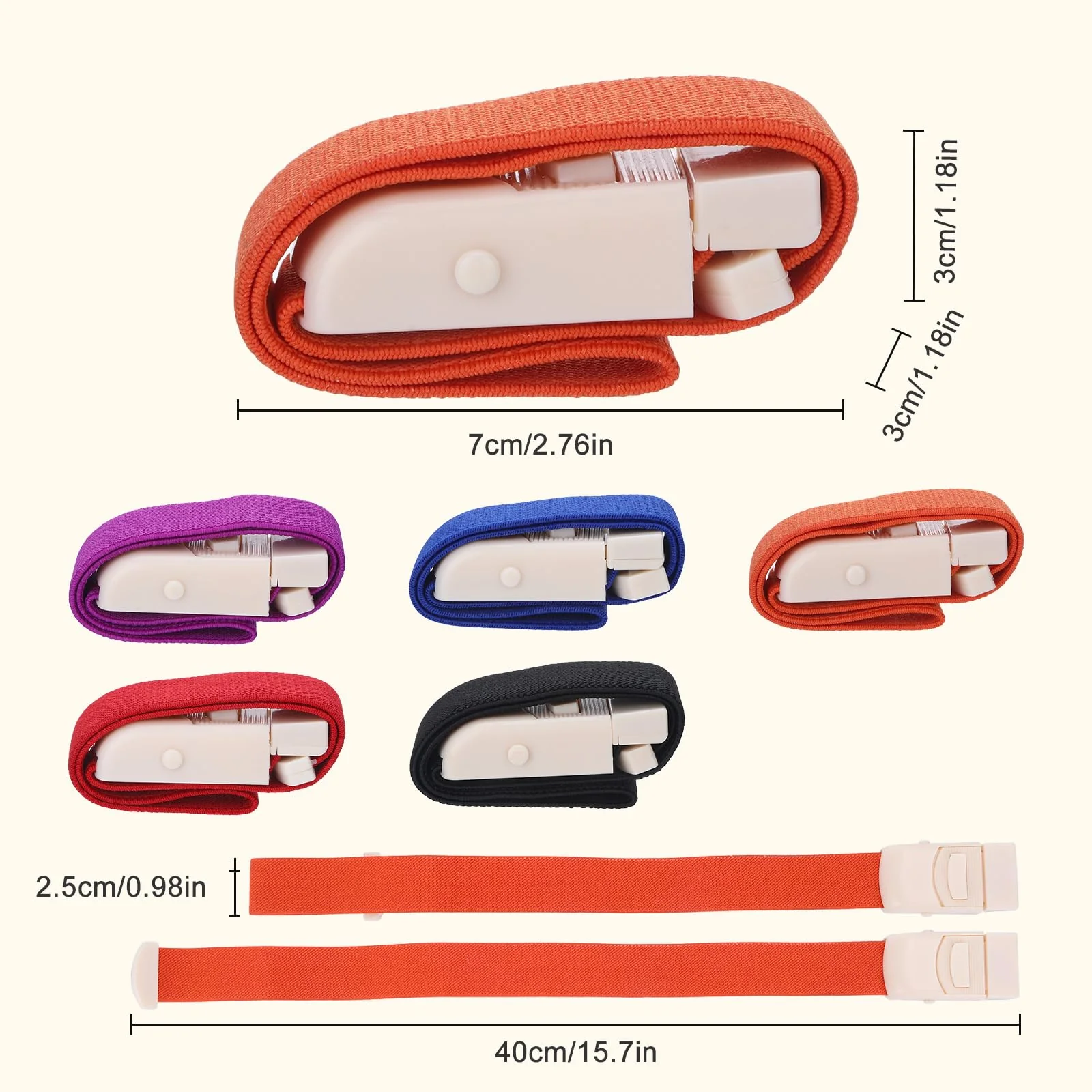 Pack of 5 Storage Hose, Highly Flexible Tourniquet, Elastic Storage Hose, Blood Collection, Vein Congestion for Outdoor Sports, Medical Emergencies, Blood Collection and Wound Care Used dark - Image 2