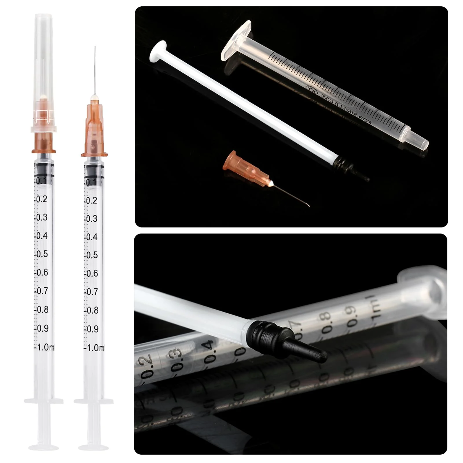 Pack of 50 1 ml Syringes, Plastic Syringes with Caps, Independent Seal Packaging, Minimum Scale 0.01 ml, for Feeding Animals, Liquid Measurement for Laboratory, Industrial Precision Application White - Image 5