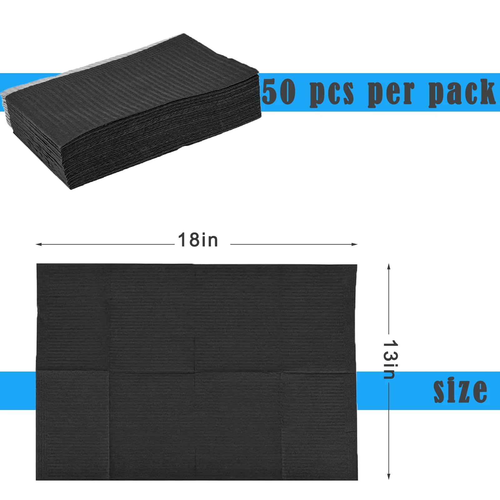 Pack of 50 Black Dental Bibs - LEAYOKA Disposable Waterproof Tattoo Bibs, Tattoo Table Covers Clean Pad Patient Bibs Tattoo Covers Supplies Teeth Dry Schwarz-50pcs - Image 2