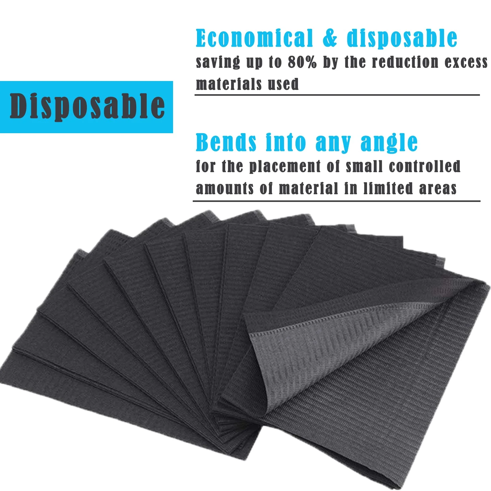 Pack of 50 Black Dental Bibs - LEAYOKA Disposable Waterproof Tattoo Bibs, Tattoo Table Covers Clean Pad Patient Bibs Tattoo Covers Supplies Teeth Dry Schwarz-50pcs - Image 4