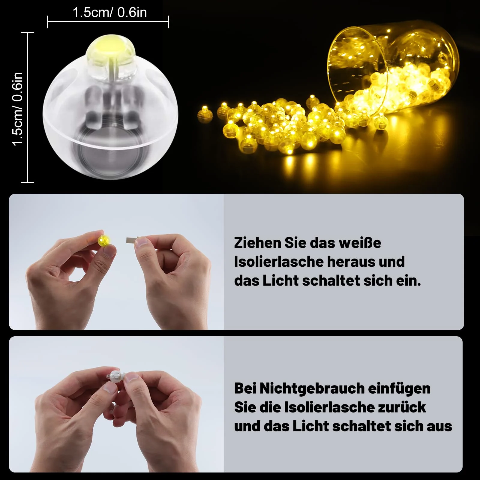 Pack of 50 LED Balloon Lights, Mini LED Light Balls, Round LED Balloon Lights, Warm White Christmas Decoration for Paper Lantern, Christmas, Wedding, Birthday, Party Decoration 50 pcs. - Image 4