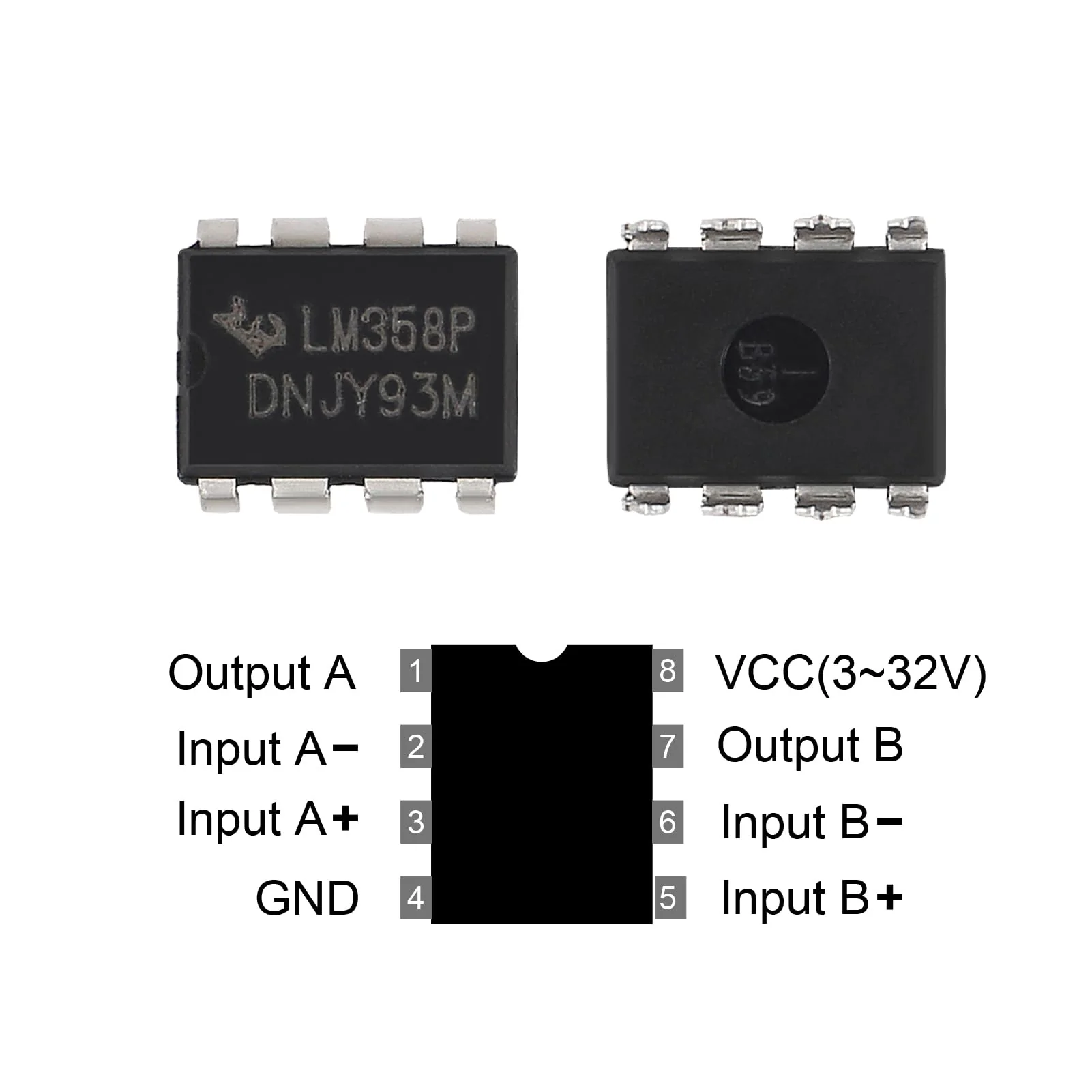 Pack of 50 LM358P Operational Amplifier IC Om-Amp DIP-8 with Machined Contact Pins LM358 IC Dual Operational Amplifier Integrated Circuit for Sensor Signal Processing, Signal Processing - Image 2