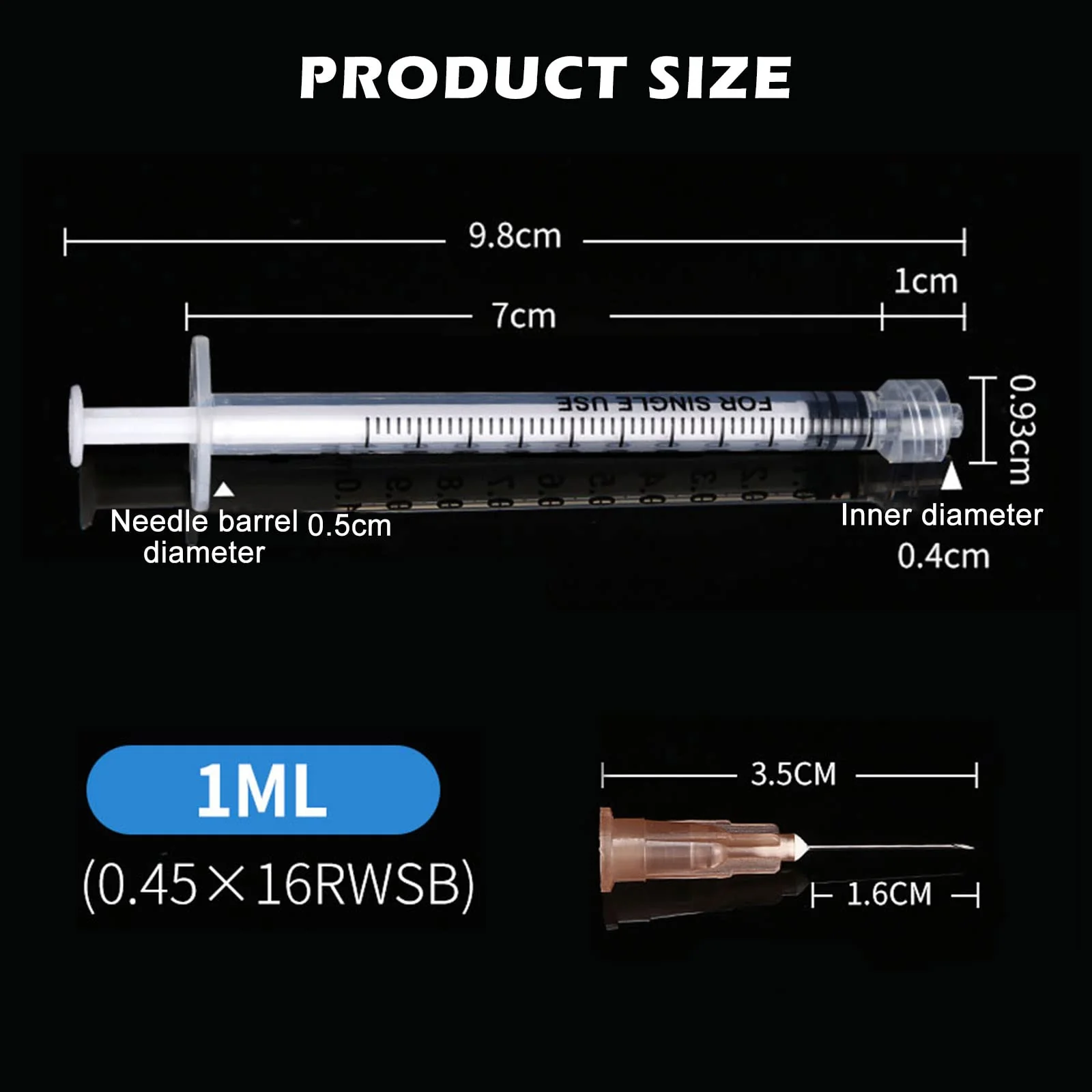 Pack of 50 Syringes 1 ml, Vegena 1 ml Syringes Set Plastic Tube Syringes Disposable Syringes Small Dosing Syringe Liquid Syringe Independent Seal Packaging Disposable Syringes (50) - Image 2