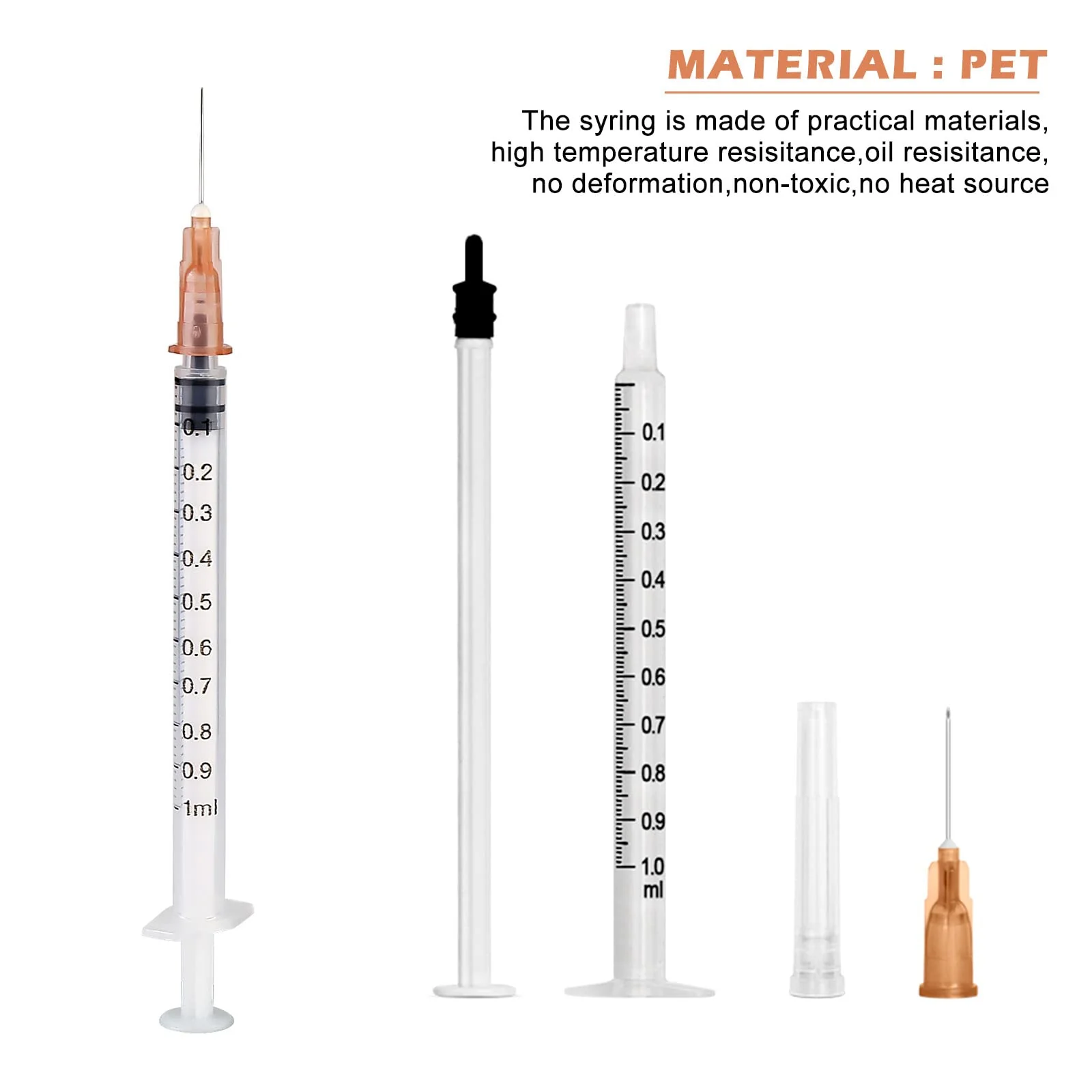 Pack of 50 Syringes 1 ml, Vegena 1 ml Syringes Set Plastic Tube Syringes Disposable Syringes Small Dosing Syringe Liquid Syringe Independent Seal Packaging Disposable Syringes (50) - Image 3