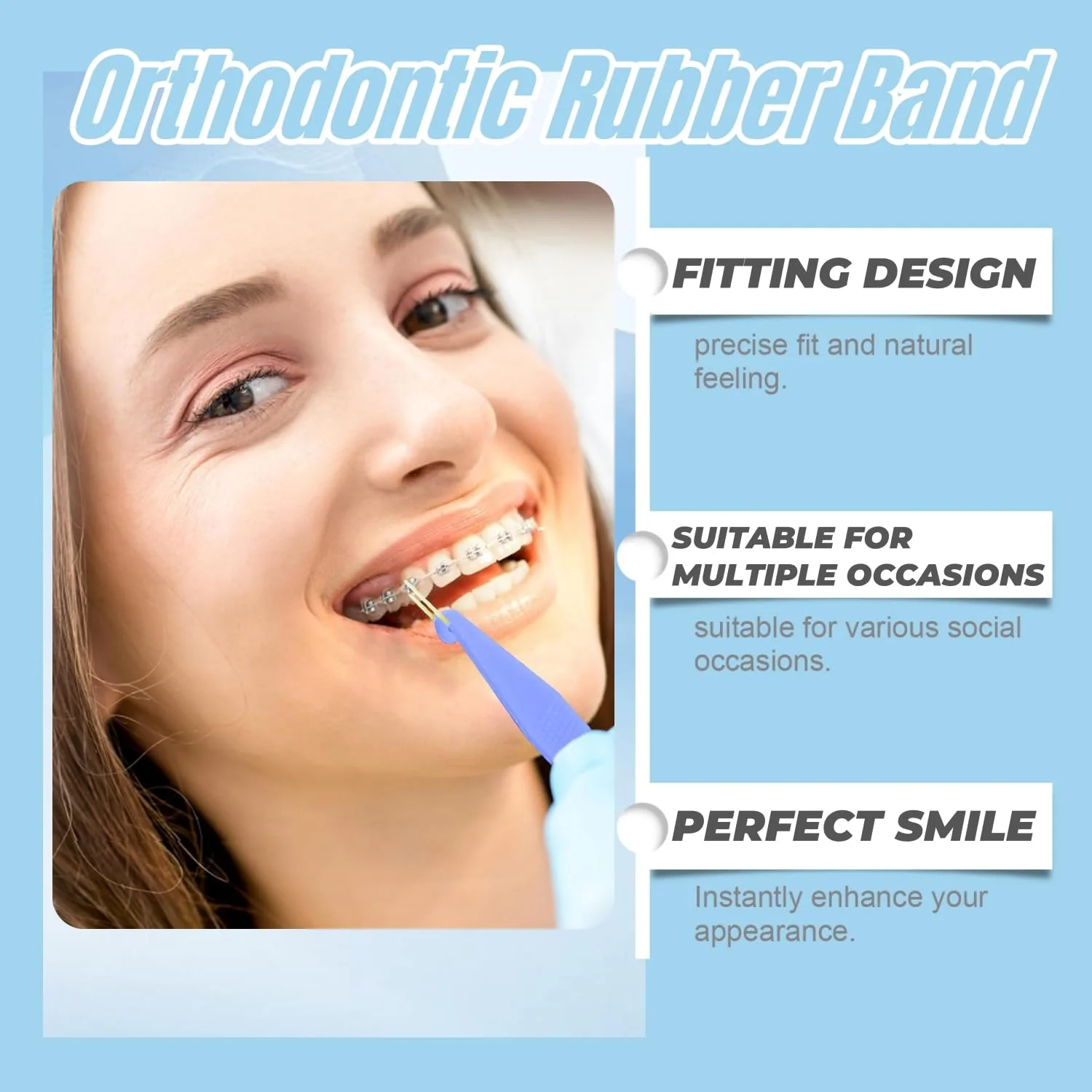 Pack of 500 Braces Rubber, Orthodontic Rubber Bands, Orthodontic Elastic with 10 Pieces Placer Braces Can Be Used for Orthodontics - Image 3