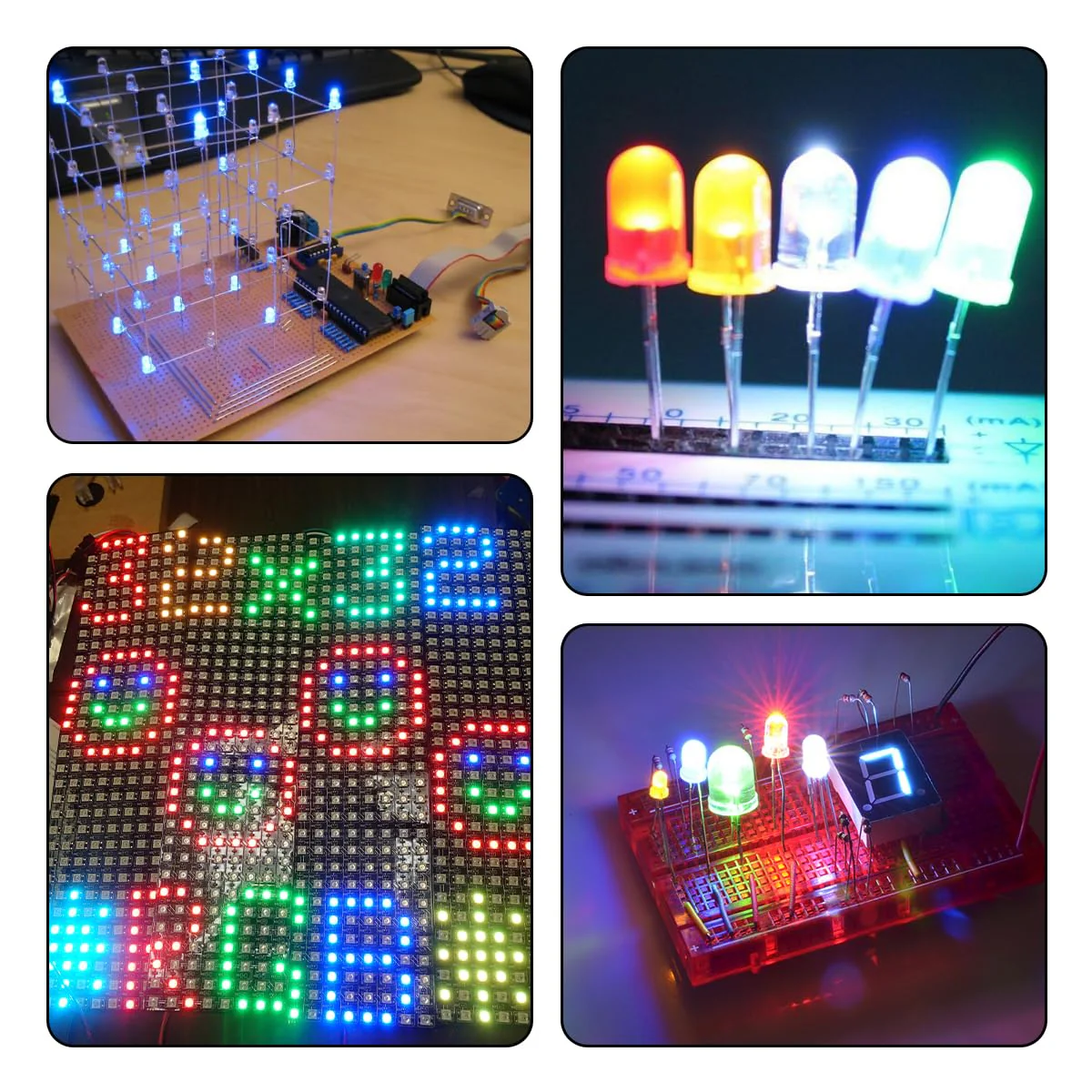 Pack of 500 LED Light Emitting Diodes 3 mm - 5 Colours (Red, Yellow, Blue, Green, White), Extra Bright, 20mA, 3V LED Diodes Assortment for Science, DIY, DIY & Electronics Projects - Image 4
