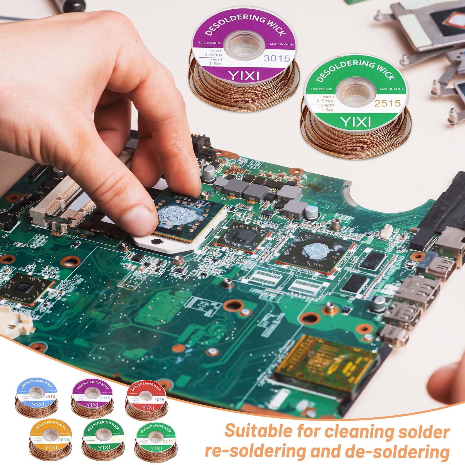 Pack of 6 Desoldering Wire, No-Clean Soldering Braid 1.5 m Copper Wire (1.0/1.5/2.0/2.5/3.0/3.5 mm) for Desoldering, Desoldering Wick for Removing Solder and Disassembling Electrical Components - Image 5