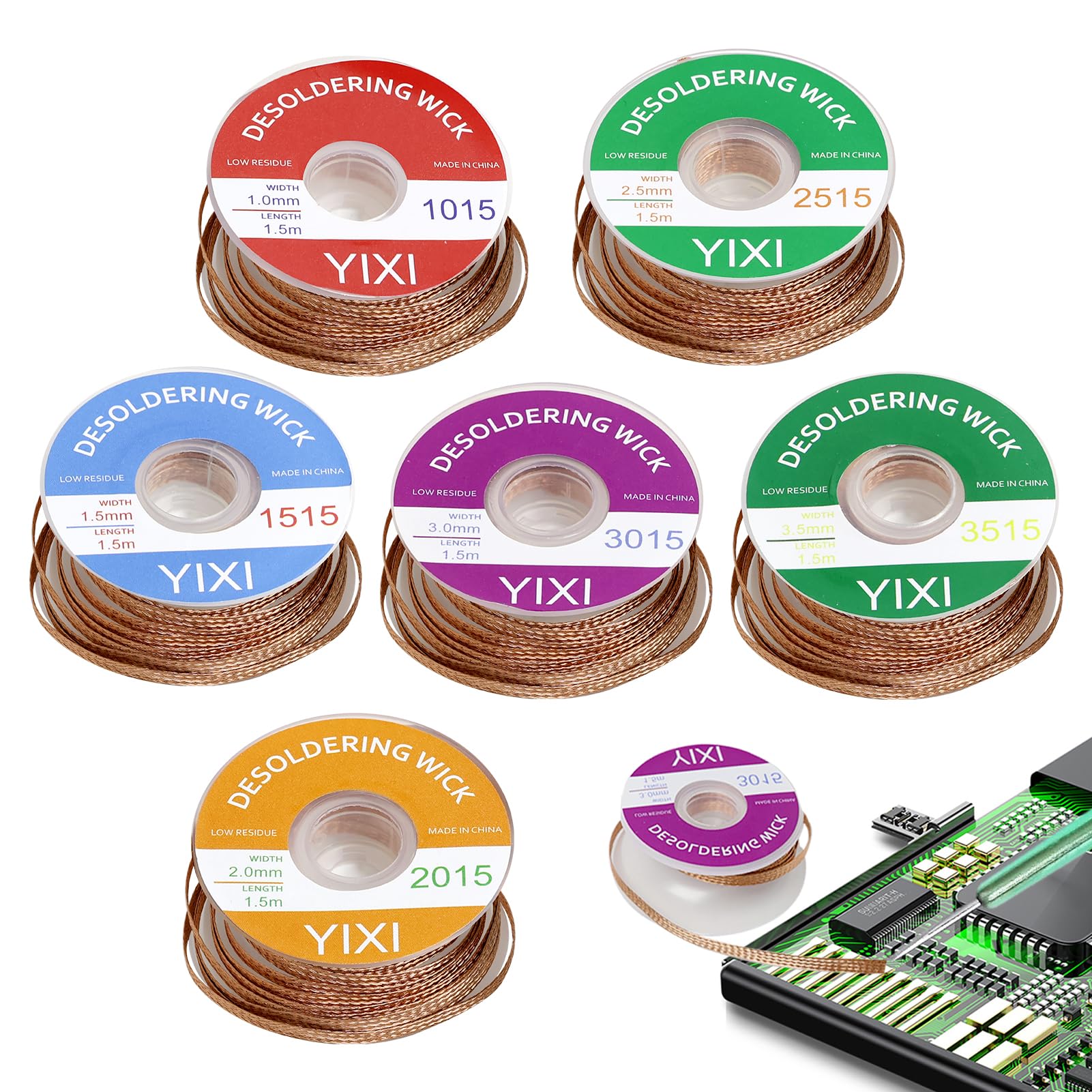Pack of 6 Desoldering Wire, No-Clean Soldering Braid 1.5 m Copper Wire (1.0/1.5/2.0/2.5/3.0/3.5 mm) for Desoldering, Desoldering Wick for Removing Solder and Disassembling Electrical Components - Image 7