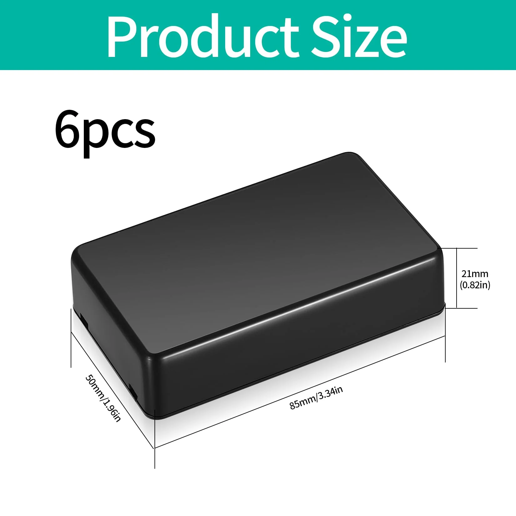 Pack of 6 Junction Box, Plastic Covers, Electronic Casing, Electronic Project Box, Electrical Accessories Housing for DIY Power Junction Box (Black, 85 x 50 x 21 mm) 85x50x21mm black - Image 2