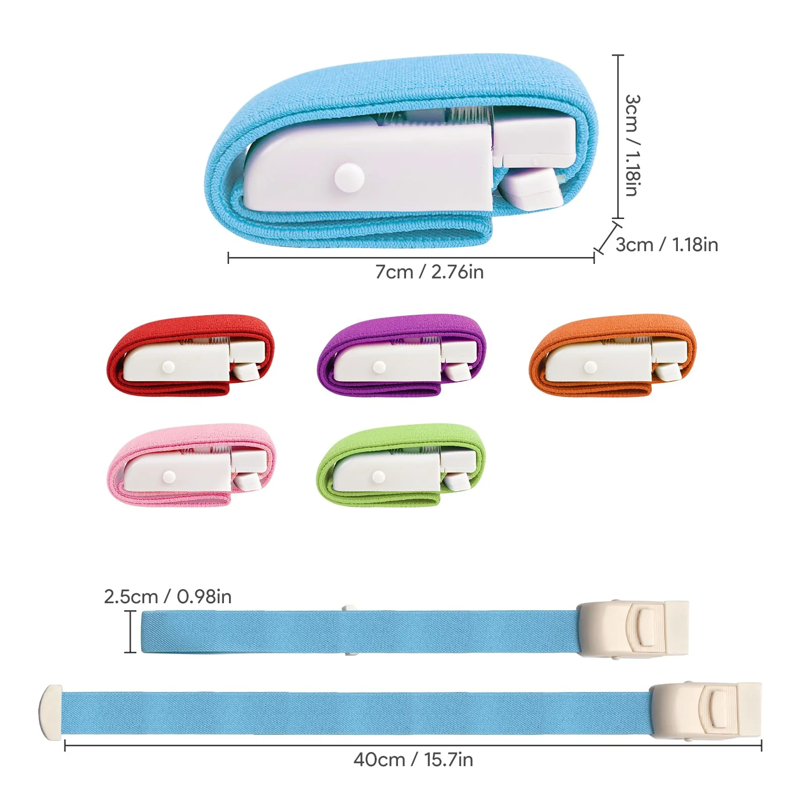 Pack of 6 Storage Hose, Highly Flexible Tourniquet, Elastic Storage Hose, Blood Drawing, Vein Congestion for Outdoor Sports, Medical Emergencies, Blood Collection, Wound Care (Bright Colour) Bright colour - Image 2
