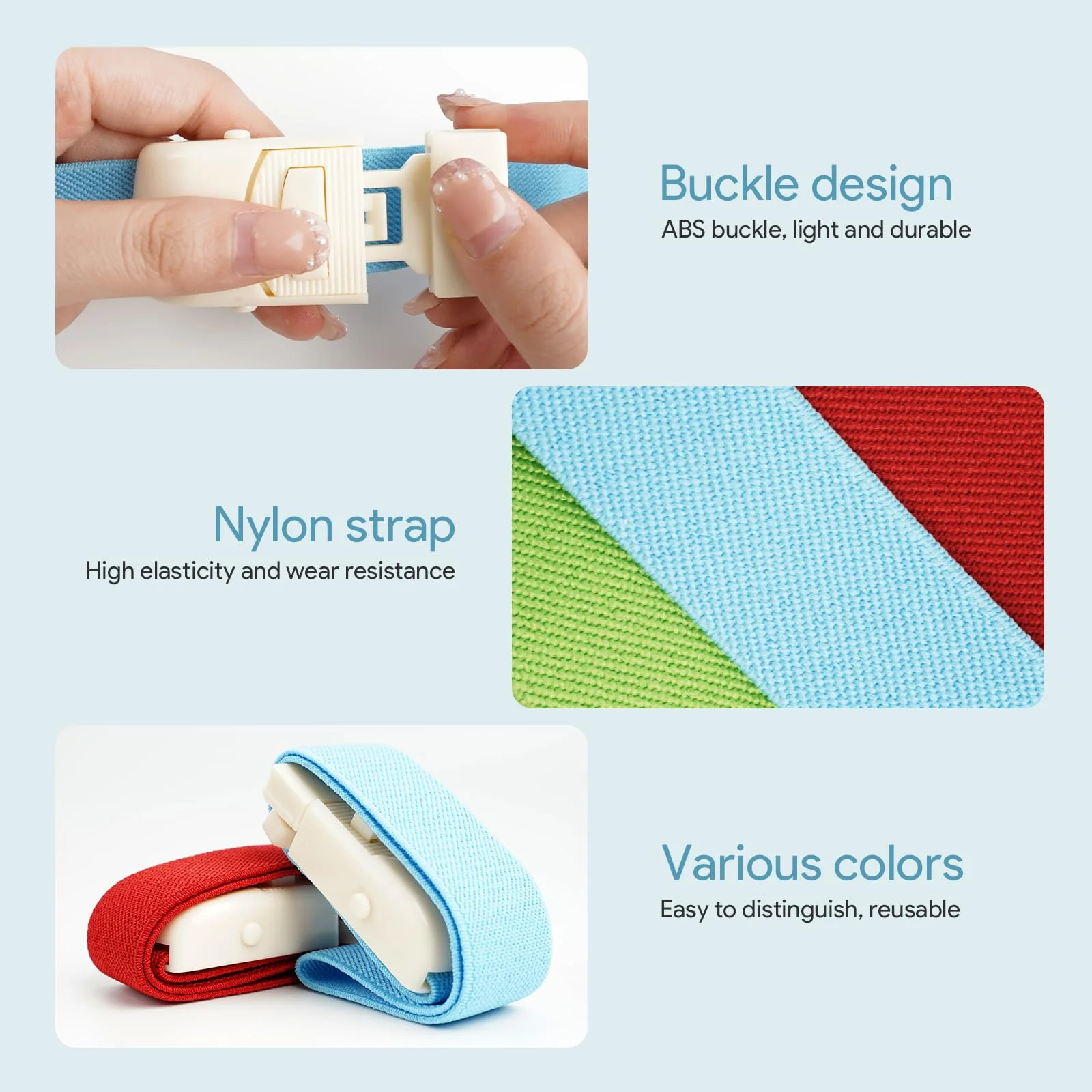 Pack of 6 Storage Hose, Highly Flexible Tourniquet, Elastic Storage Hose, Blood Drawing, Vein Congestion for Outdoor Sports, Medical Emergencies, Blood Collection, Wound Care (Bright Colour) Bright colour - Image 3