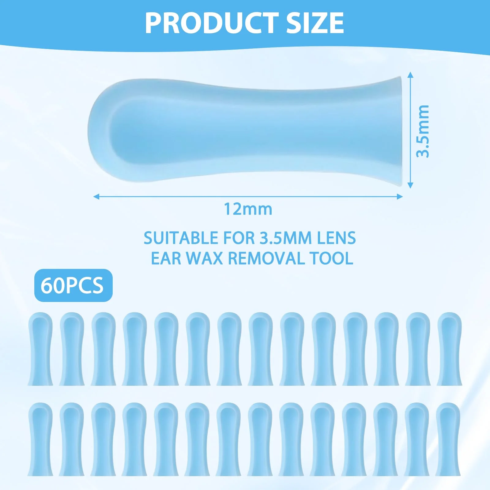 Pack of 60 silicone ear cleaner heads, earwax remover replacement tips made of silicone, silicone ear spoon replacement tips for earwax removal otoscope, suitable for teenagers and adults - Image 2