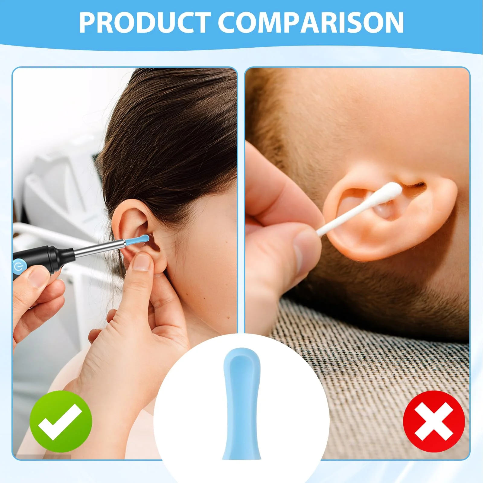 Pack of 60 silicone ear cleaner heads, earwax remover replacement tips made of silicone, silicone ear spoon replacement tips for earwax removal otoscope, suitable for teenagers and adults - Image 5