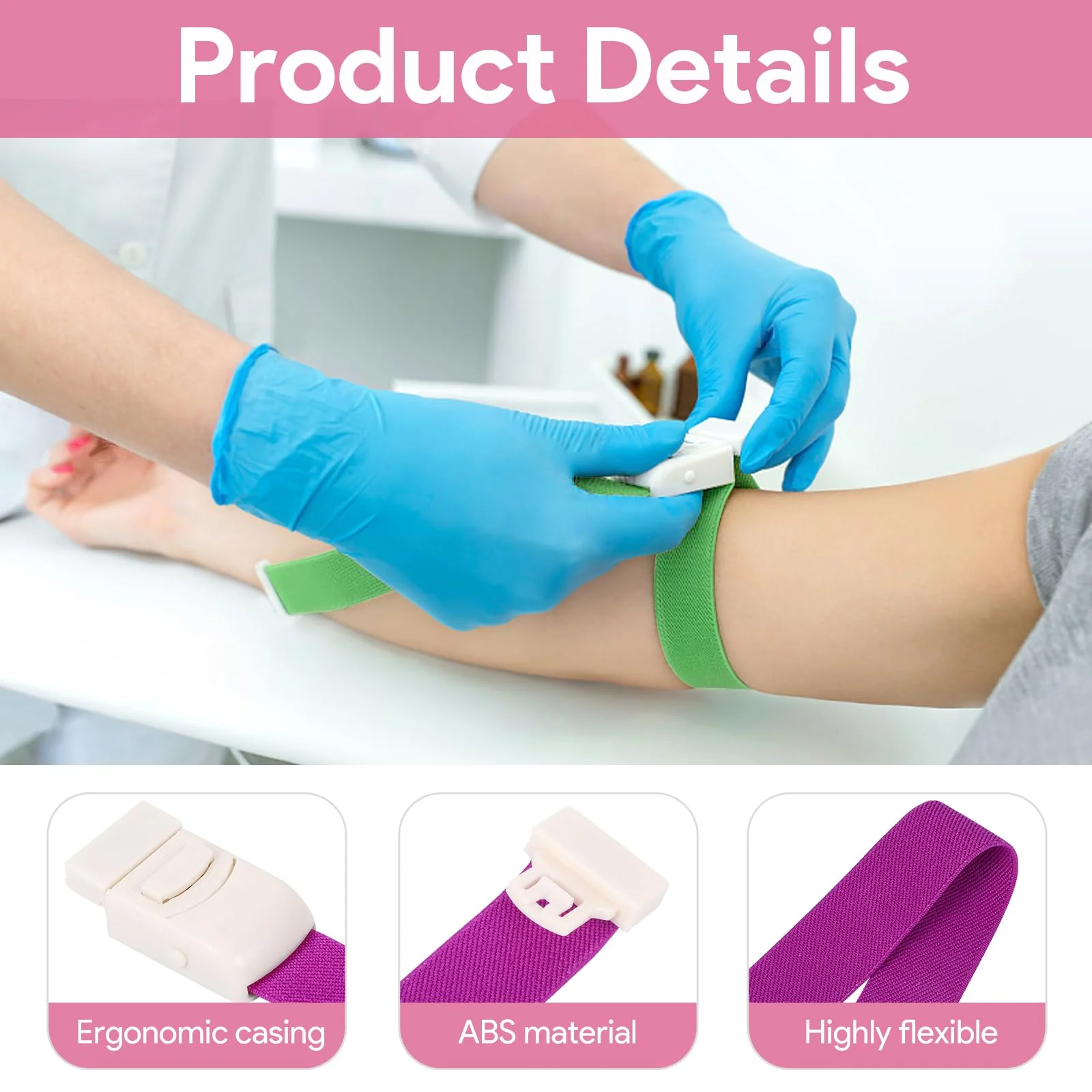 Pack of 8 Storage Tubes, Blood Collection Set, Vein Stowage Tube with Buckle, Tourniquet Holster, Blood Collection Set for Practising for Doctors, Sanitary Camping, Outdoor (8 Colours) - Image 3