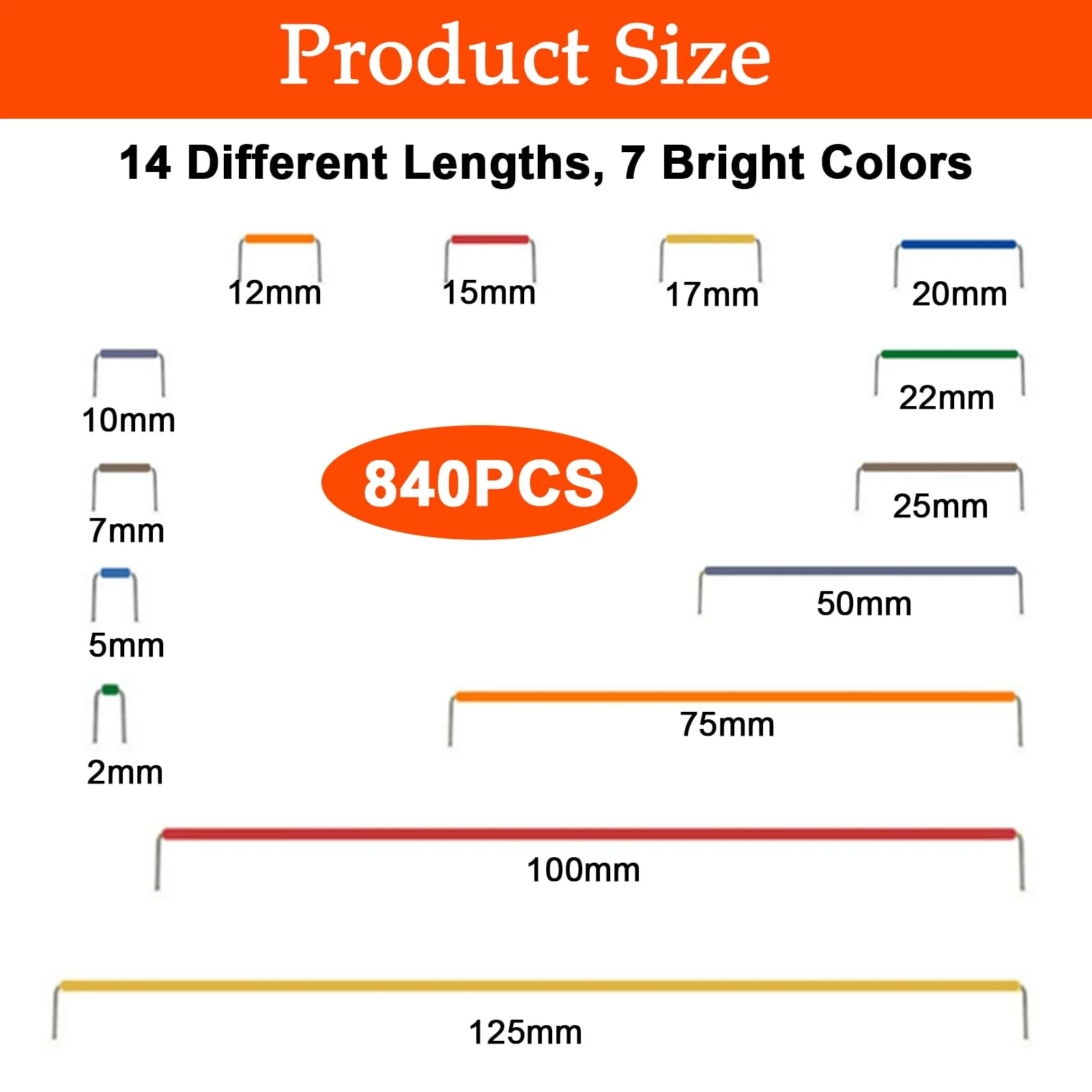 Pack of 840 Breadboard Jumper Wire, 14 Lengths Flexible Jumper Wires Breadboard, Electronic U-Shape Breadboard Jumper 2-125 mm, Multicoloured Jumper Cable Wires with Plastic Box for Circuit Soldering - Image 2