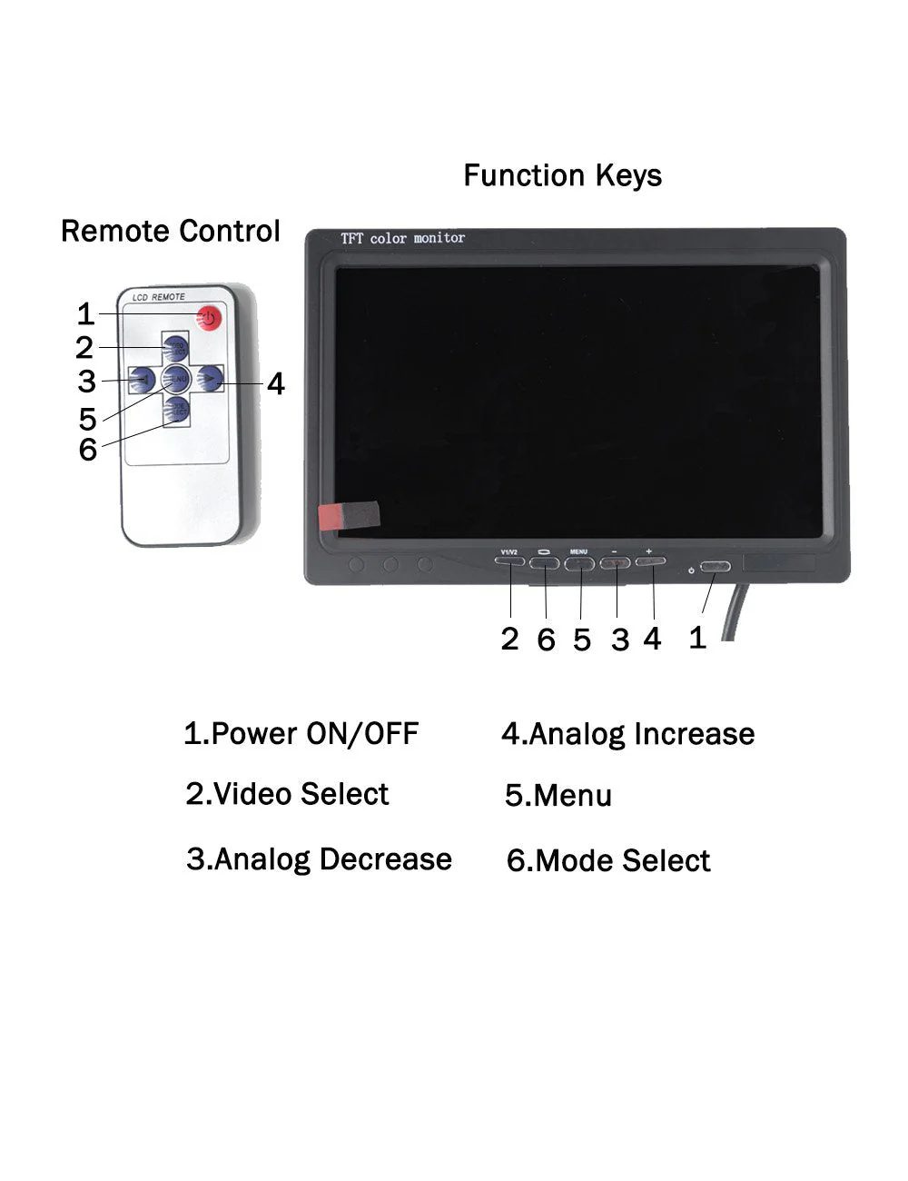 Padarsey 7 Inches TFT Color LCD Car Rear View Camera Monitor Support Rotating The Screen and 2 AV Inputs (7 Inch LCD Monitor) - Image 4