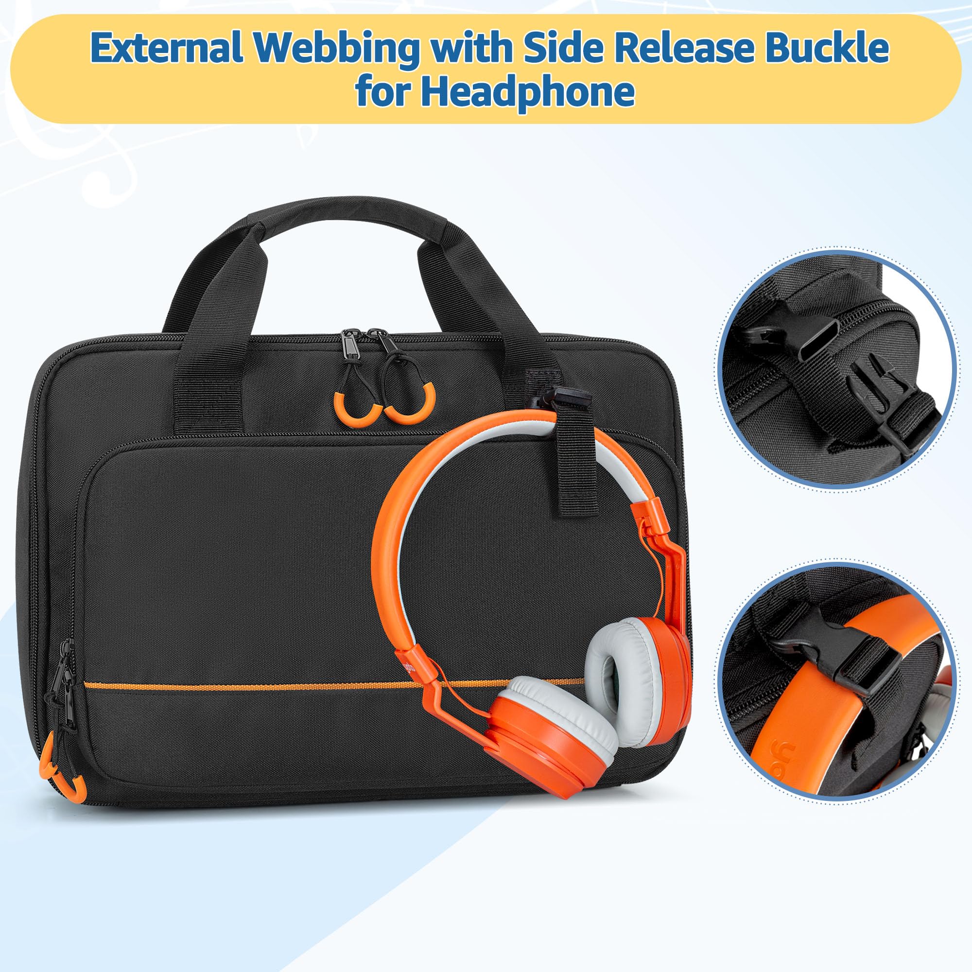 Padded Carrying Bag Compatible with VTech Kidi Star DJ Mixer/Kidi DJ Mix, Small DJ Mixer Storage Bag with Accessory Pockets for Cable, User Guide, Batteries or Other Accessories - Empty Bag Black - Image 4