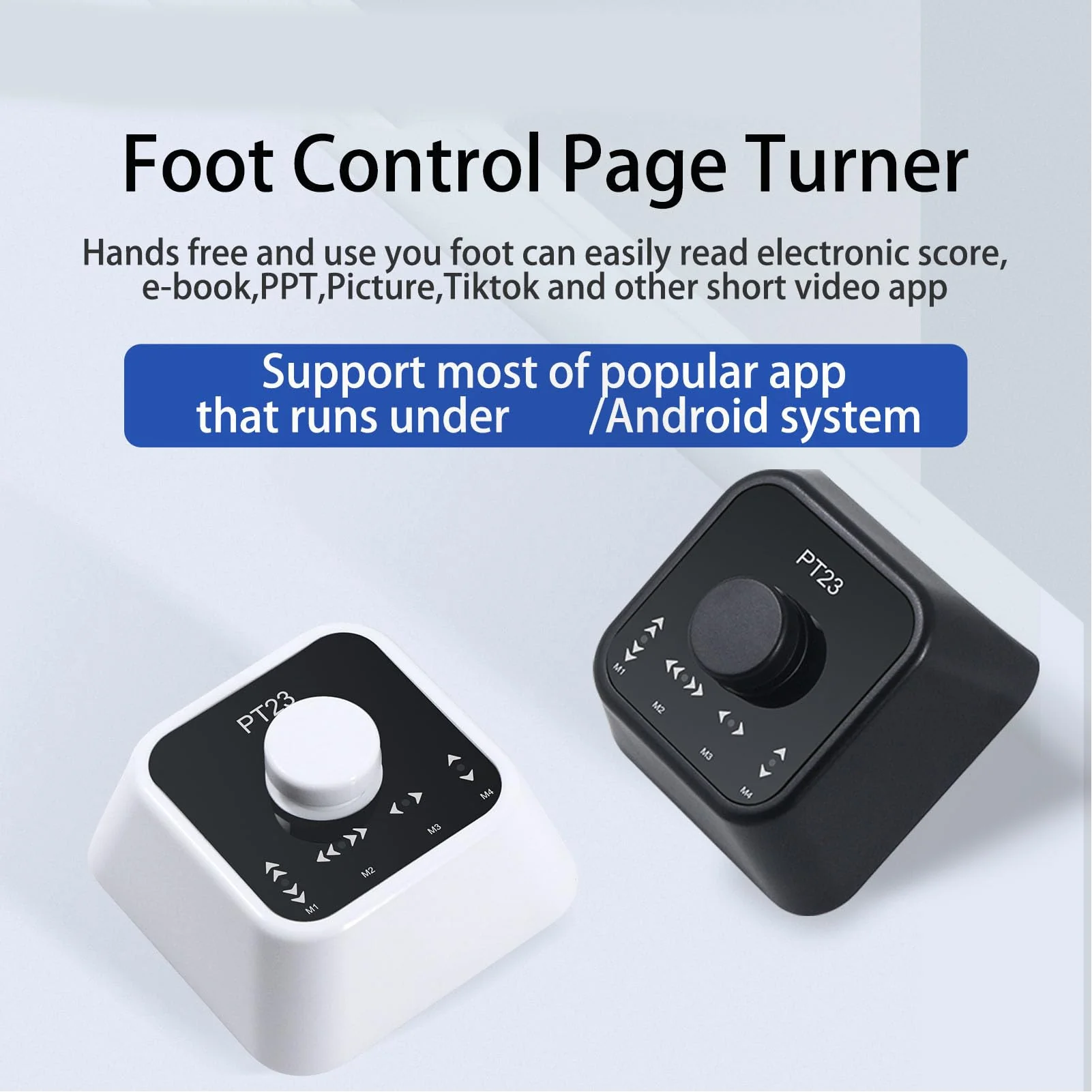 Page Turner Pedal, PT23A Customisable Programmable Keypad, Bluetooth Page Turner Footswitch, Multimedia Controller Key Switch for Computer and Mobile Phone. - Image 2