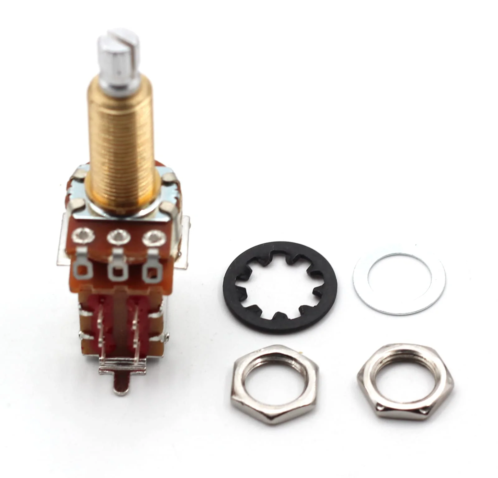 Pair (2X) Bourns 500K Push/Pull Audio Taper LONG (3/4" bushing) Split Shaft Potentiometer - Image 2