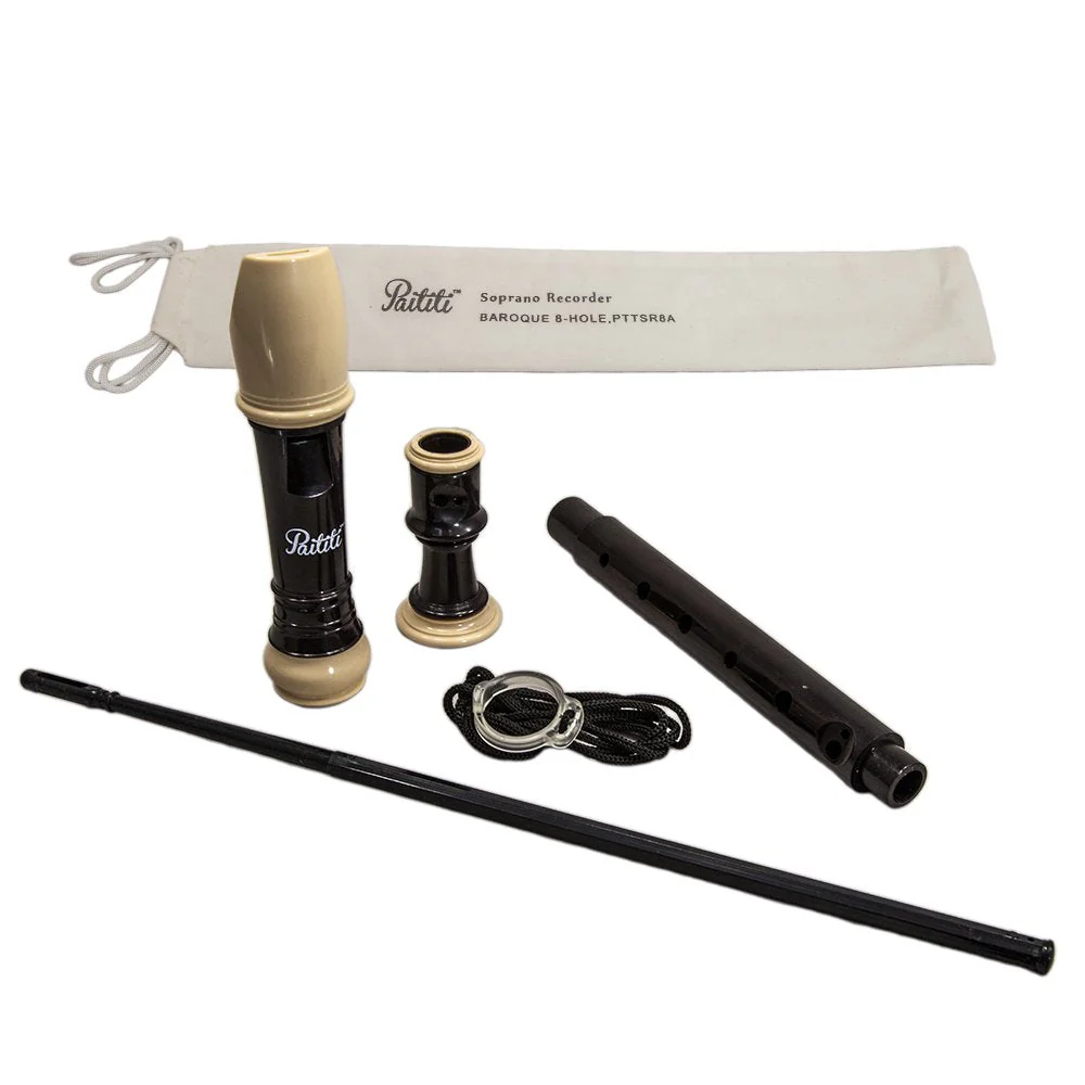 Paititi Soprano Recorder 8-Hole With Cleaning Rod + Carrying Bag, Creamy/Black Color, Key of C - Image 3