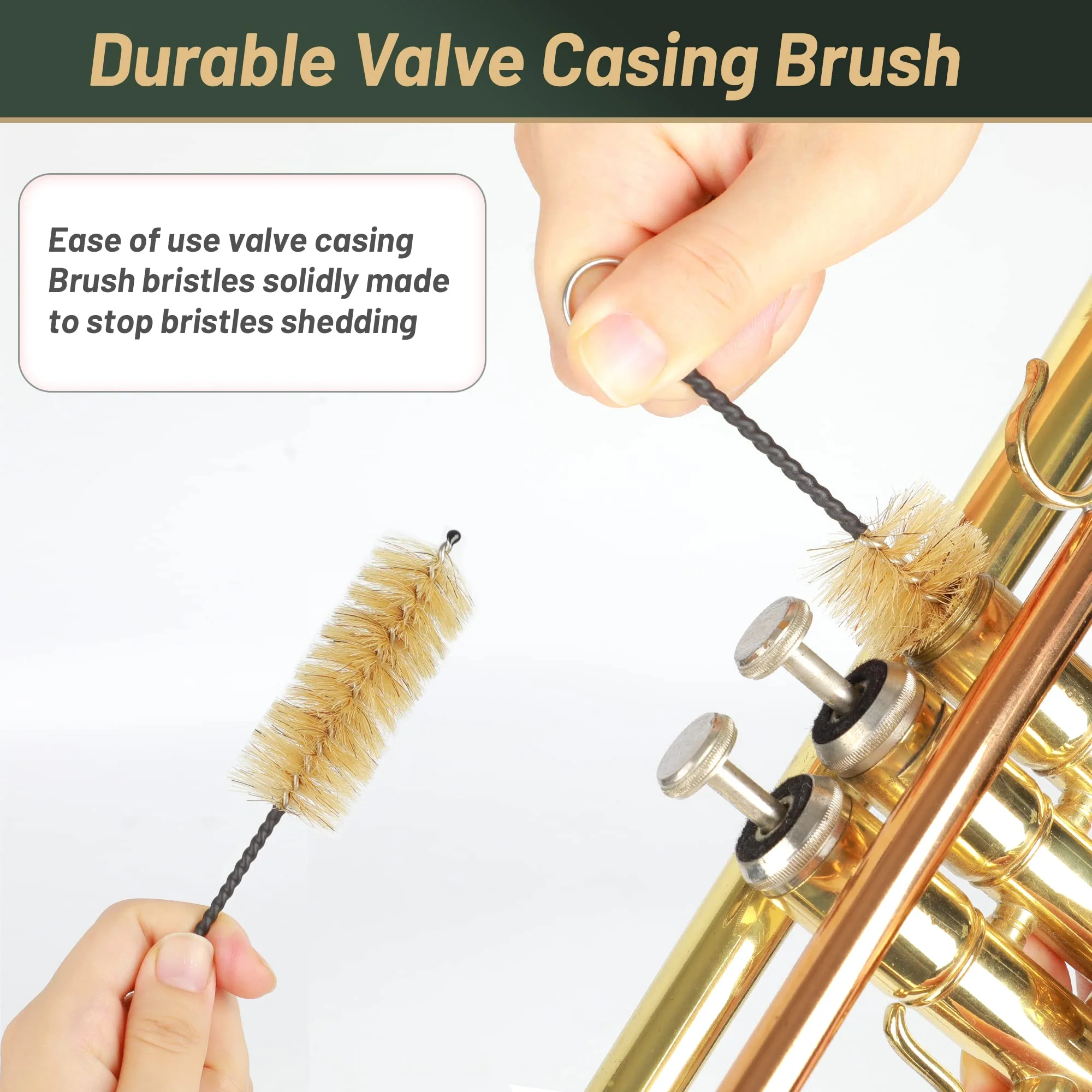PAMPET Trumpet Care Kit, Professional Trumpet Cleaning Kit Care Your Trumpet with Valve Oil, Brass Polishing Spray, Slide Grease, Brushes - Image 3