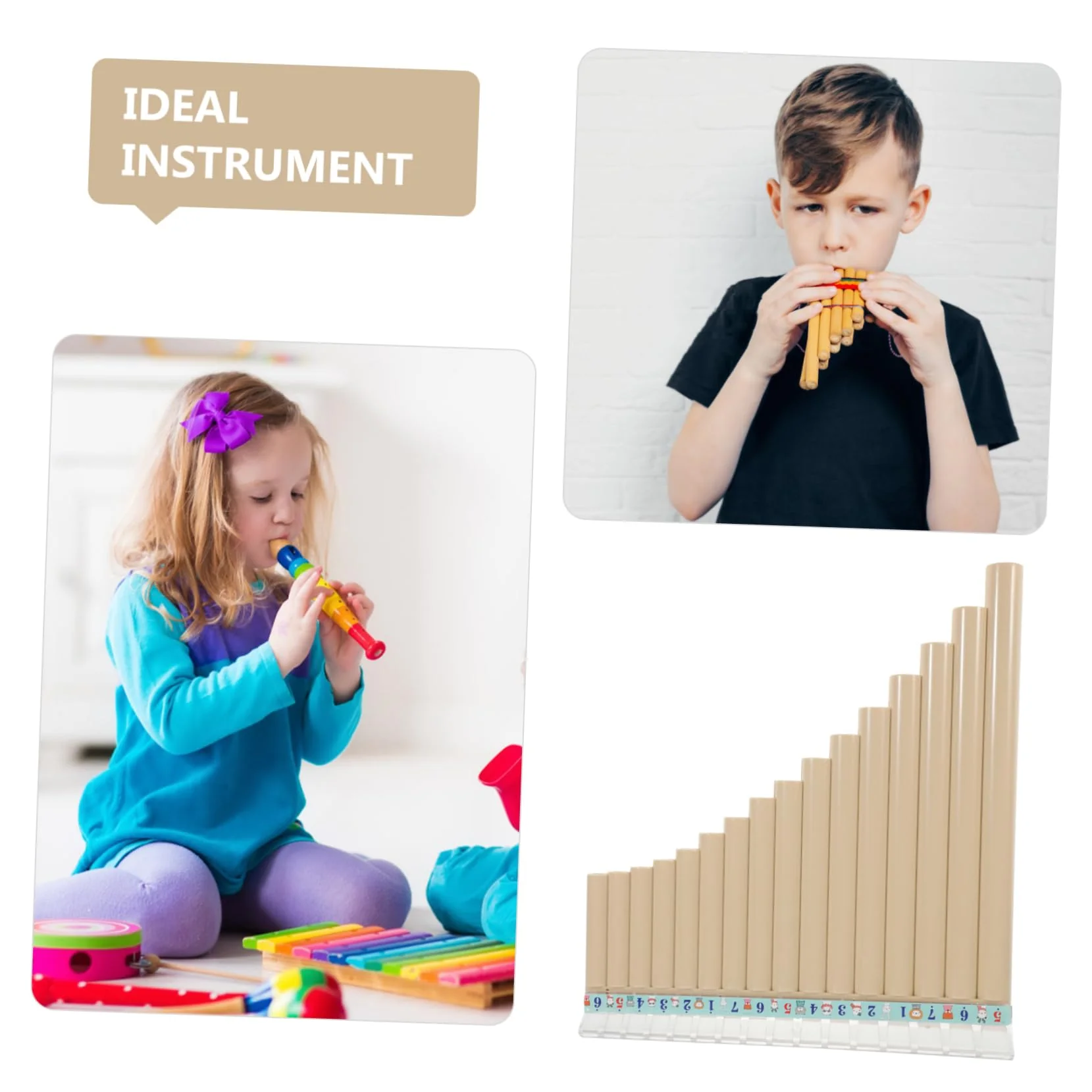 Pan Flute 16 Wooden Flute Chinese Flute Keyboard Instrument Bamboo Pan Flute Musical Instrument Pan Music Multifunction Panpipes C Key Pan Row Flute - Image 4