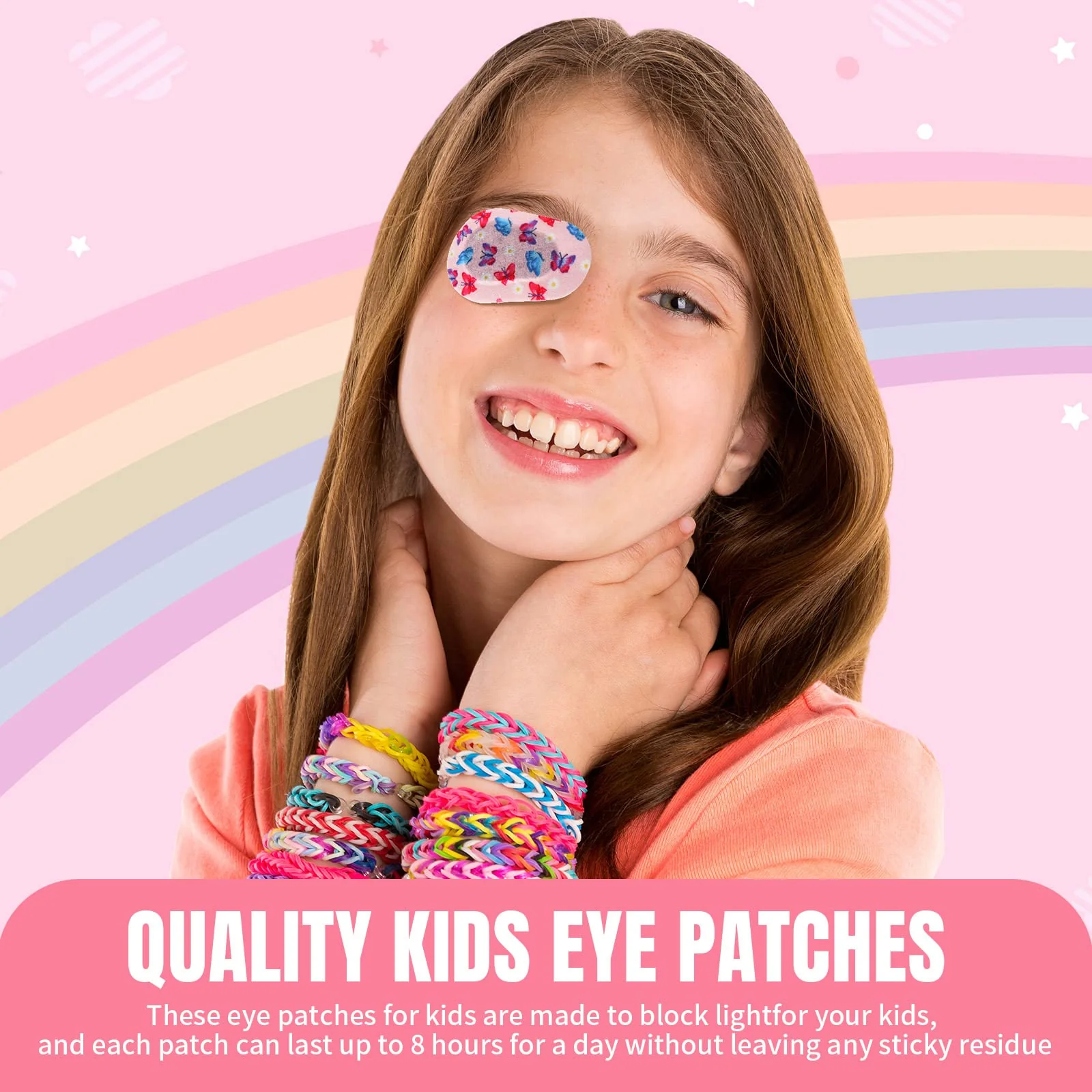 Panelee Adhesive Eye Patches for Kids Girls Designs Cotton Adhesive Bandages for Girls Toddler, 6 Styles(90 Pcs) 90 - Image 5