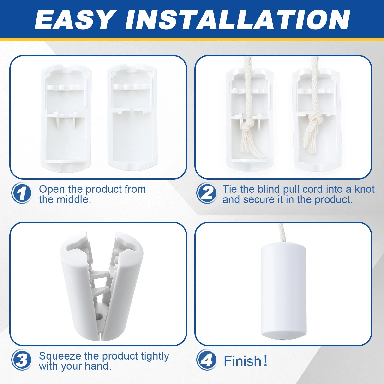 Pangda 10 Pcs Breakaway Cord Condensers Anti Strangulation Design Window Blinds Pull Cord Safety Proof Compatible with All Horizontal Blinds for Households with Small Pets (White) White - Image 4
