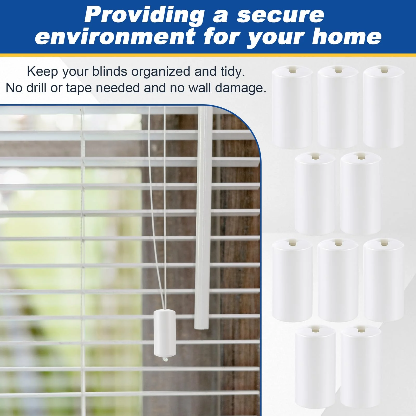 Pangda 10 Pcs Breakaway Cord Condensers Anti Strangulation Design Window Blinds Pull Cord Safety Proof Compatible with All Horizontal Blinds for Households with Small Pets (White) White - Image 6
