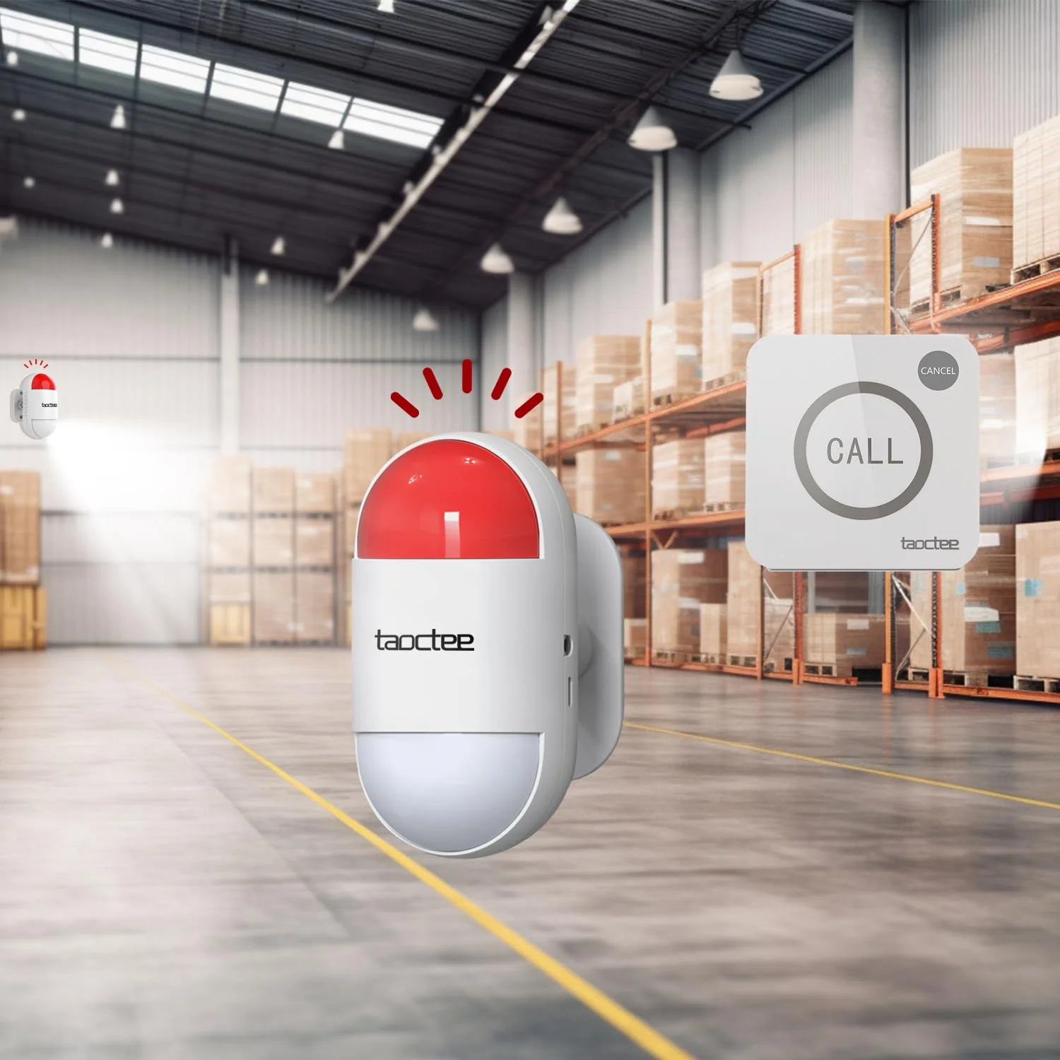 Panic Button Alarm for House Remote Control Strobe Siren Alarm System Sound & Light Emergency Panic Button for Security,Elderly,Office (Battery Operated&USB Charging) 1 Siren+2 Buttons - Image 8