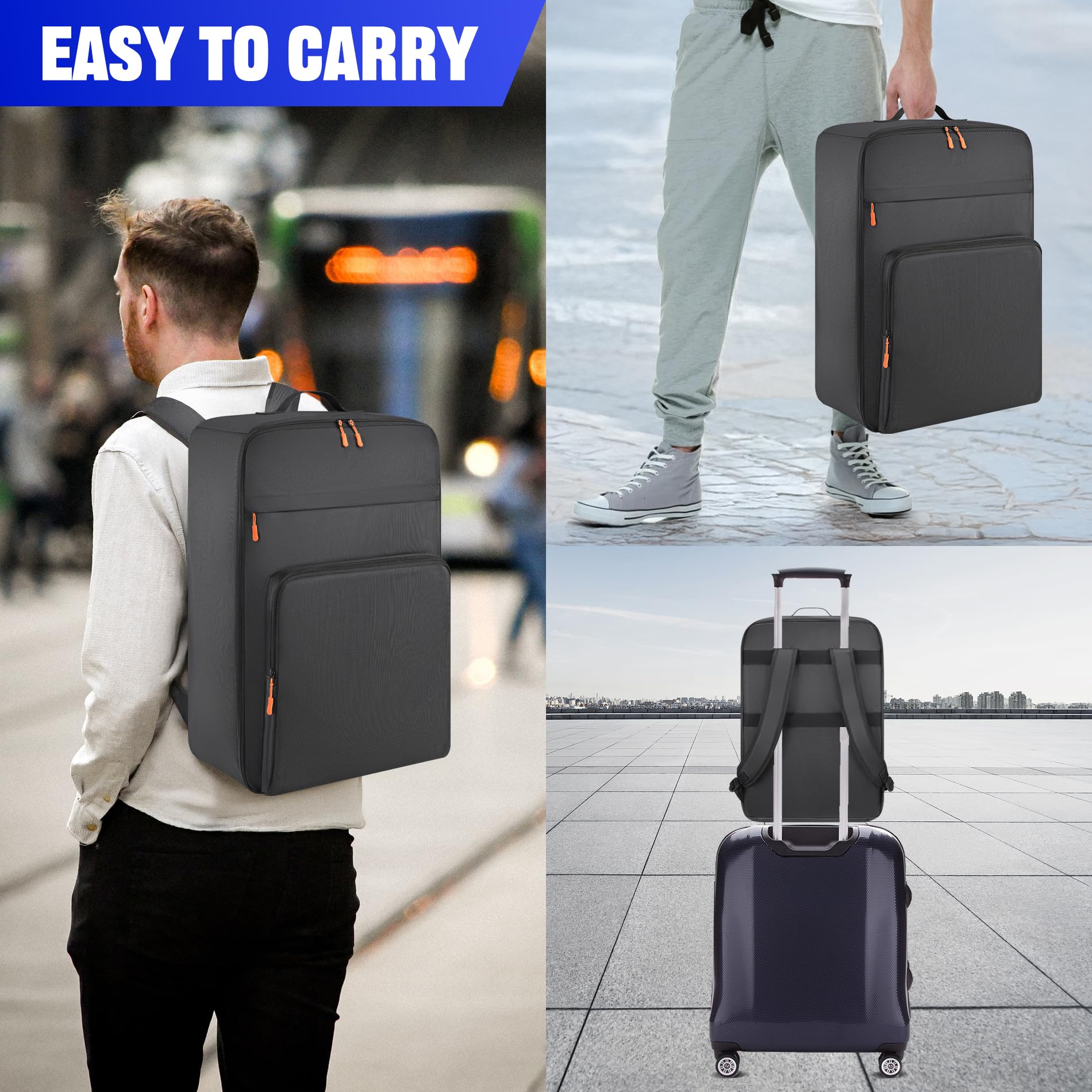 Par Light Bag Soft Padded for 8 Par Lights, Stage Lighting Case with Removable Dividers & Backpack-strap & Handle, Lights Bag with Large Pocket for Par Light, Spotlight, Led Light, DJ Light 8 Par Light Bag - Image 5