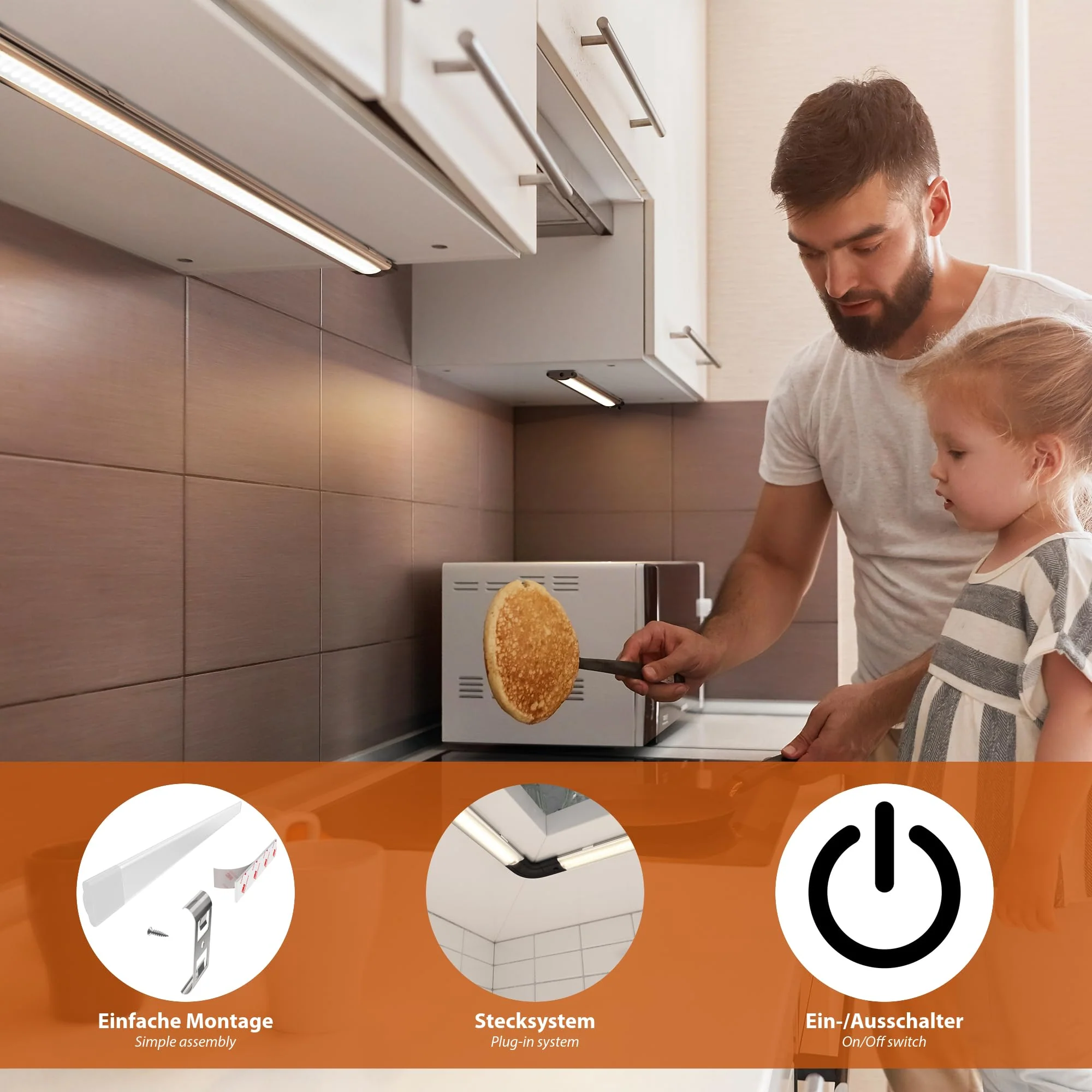Parlat LED Under-Unit Light, Siris, with Switch, Flat, 500 mm, 24 V DC, 400 lm, 6 W - Choice of Set Set of 2 Light Colour: White - Image 3