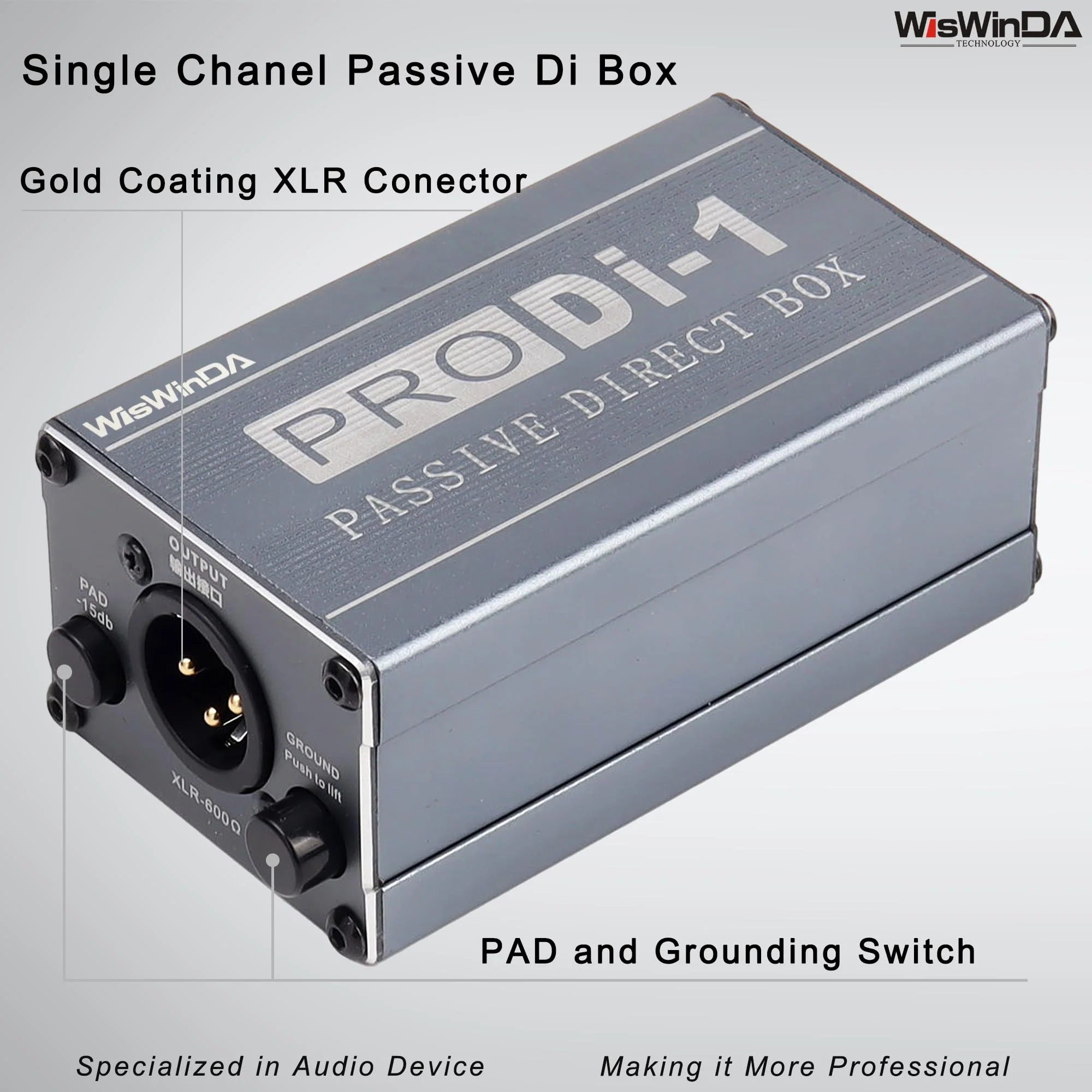 Passive Stereo Direct Box Single Channel Pro XLR Input 1/4” Output Low Distortion Free Phase Distortion for Musical Instruments (Single Channel Pro Passive Direct Box) Single Channel Pro Passive Direct Box - Image 2