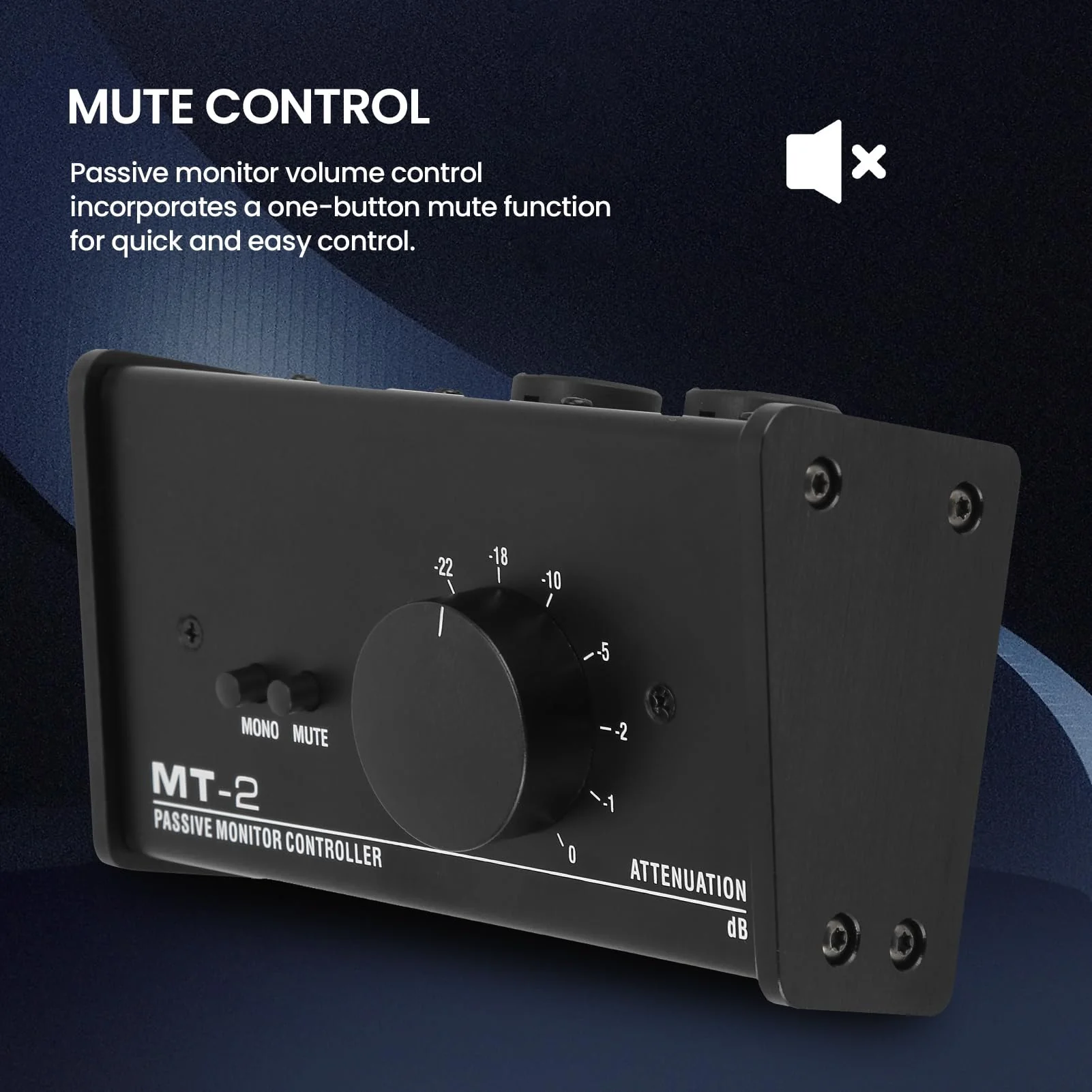 Passive Stereo Volume Controller , Mute Control Large Volume Knob Passive Monitor Controller XLR and 3 for . 5mm Interface Plug and Play for Laptop - Image 4
