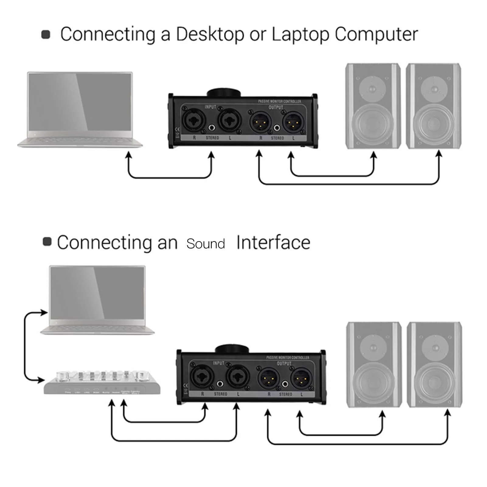 Passive Stereo Volume Controller , Mute Control Large Volume Knob Passive Monitor Controller XLR and 3 for . 5mm Interface Plug and Play for Laptop - Image 7
