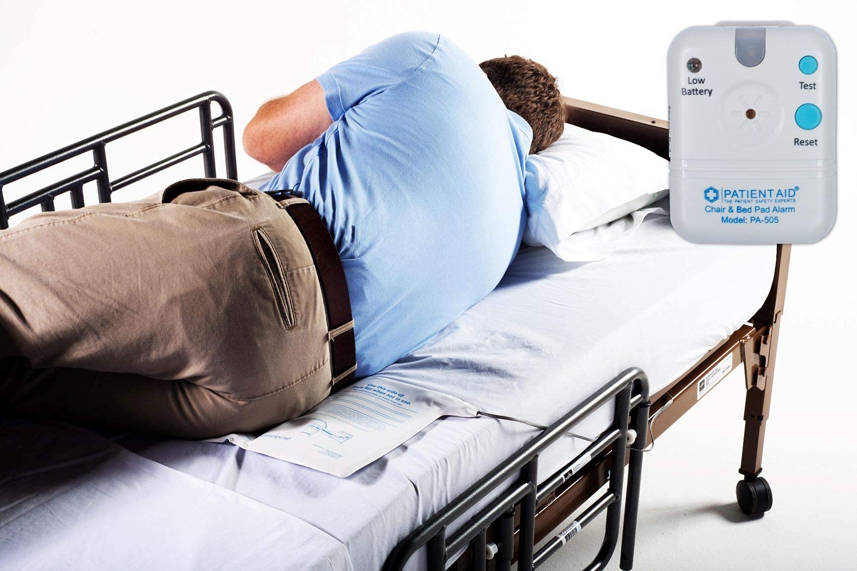 Patient Aid Bed Alarm with 10" x 30" Motion Sensor Pad and Wired Device, Various Ring Sound and Mounting Options, AC Adapter and Battery Powered Wandering and Fall Prevention for Elderly Without Rubber Casing - Image 2