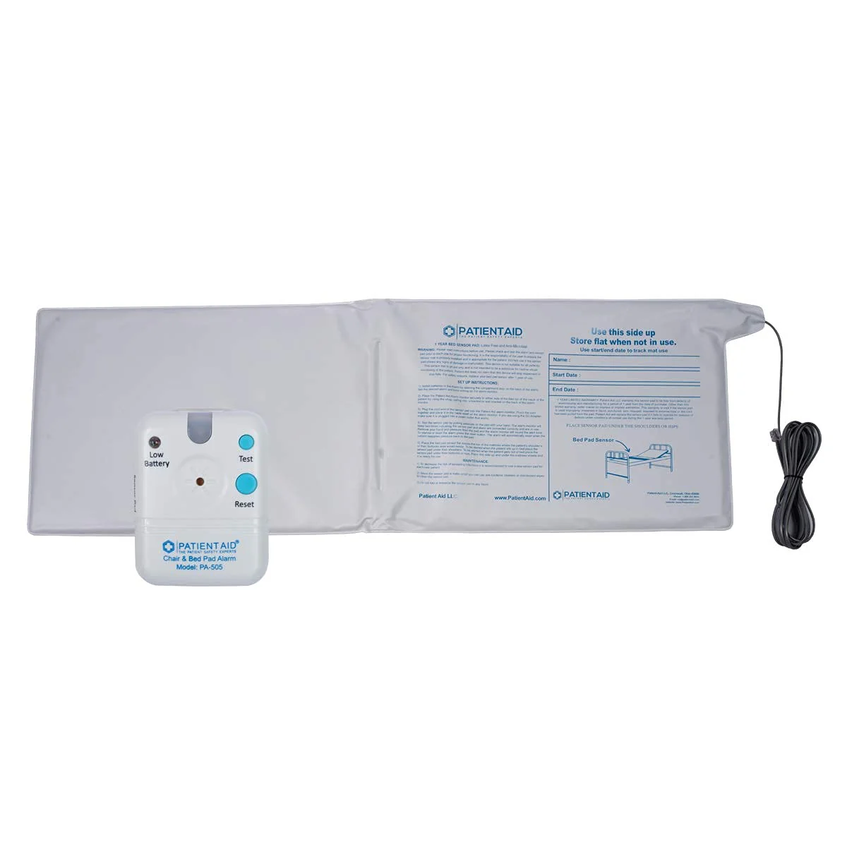 Patient Aid Bed Alarm with 10" x 30" Motion Sensor Pad and Wired Device, Various Ring Sound and Mounting Options, AC Adapter and Battery Powered Wandering and Fall Prevention for Elderly Without Rubber Casing - Image 3