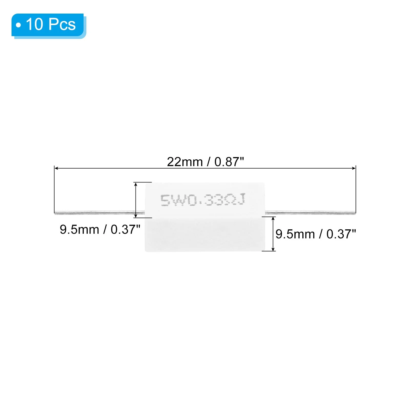 PATIKIL 0.33 Ohm Resistors, 10Pcs 5W Ceramic Cement Resistor Power Cement Resistor Kit Tolerance 5% for Power Adapters Audio Computer TV Circuit Board - Image 2