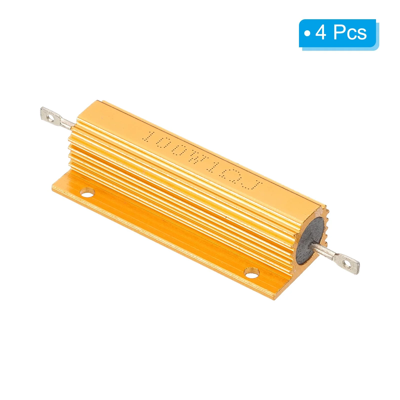 PATIKIL 100W 1 Ohm Aluminum Shell Resistor, 4 Pack Aluminum Housing Resistor Housed Case Wirewound Resistors Screw Tap Power Resistor 5% Tolerance, Golden - Image 3