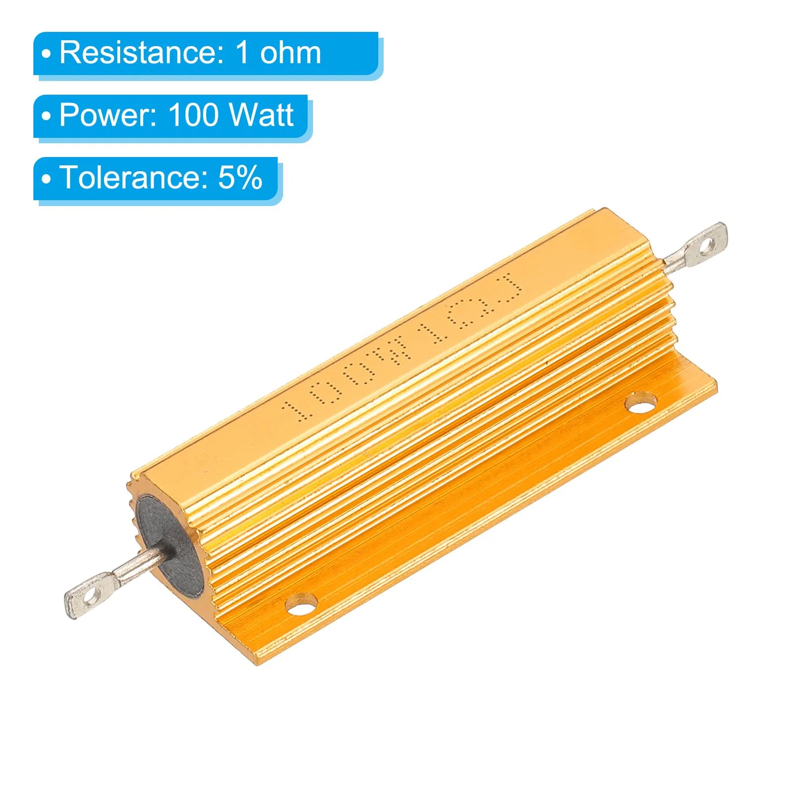PATIKIL 100W 1 Ohm Aluminum Shell Resistor, 4 Pack Aluminum Housing Resistor Housed Case Wirewound Resistors Screw Tap Power Resistor 5% Tolerance, Golden - Image 4