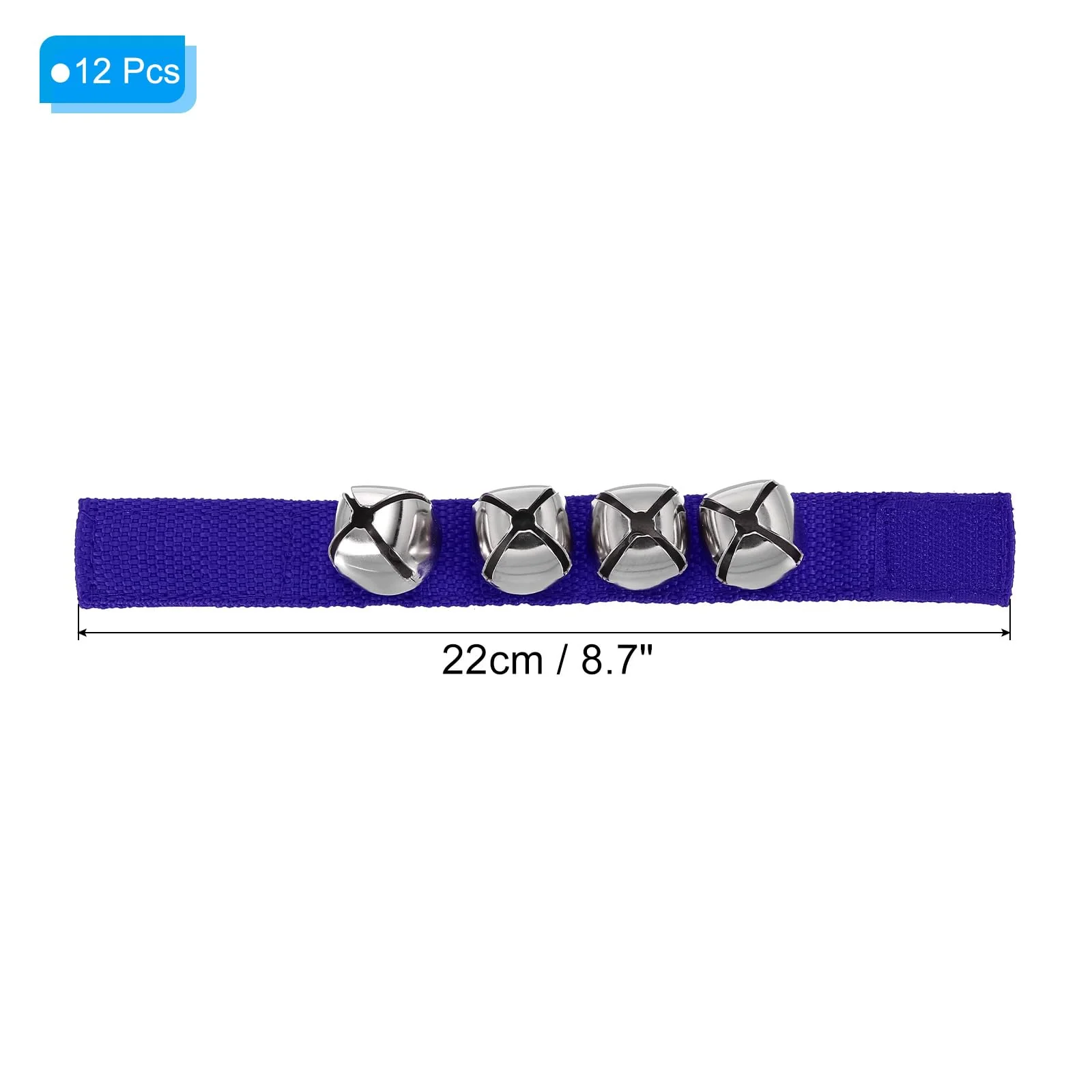PATIKIL 12pcs Wrist Bells, Jingle Bells Ankle Bells Wrist Bells Bracelet Percussion Instruments Musical Rhythm Band 4 Silver Bells for Party Christmas, Dark Navy Blue - Image 2
