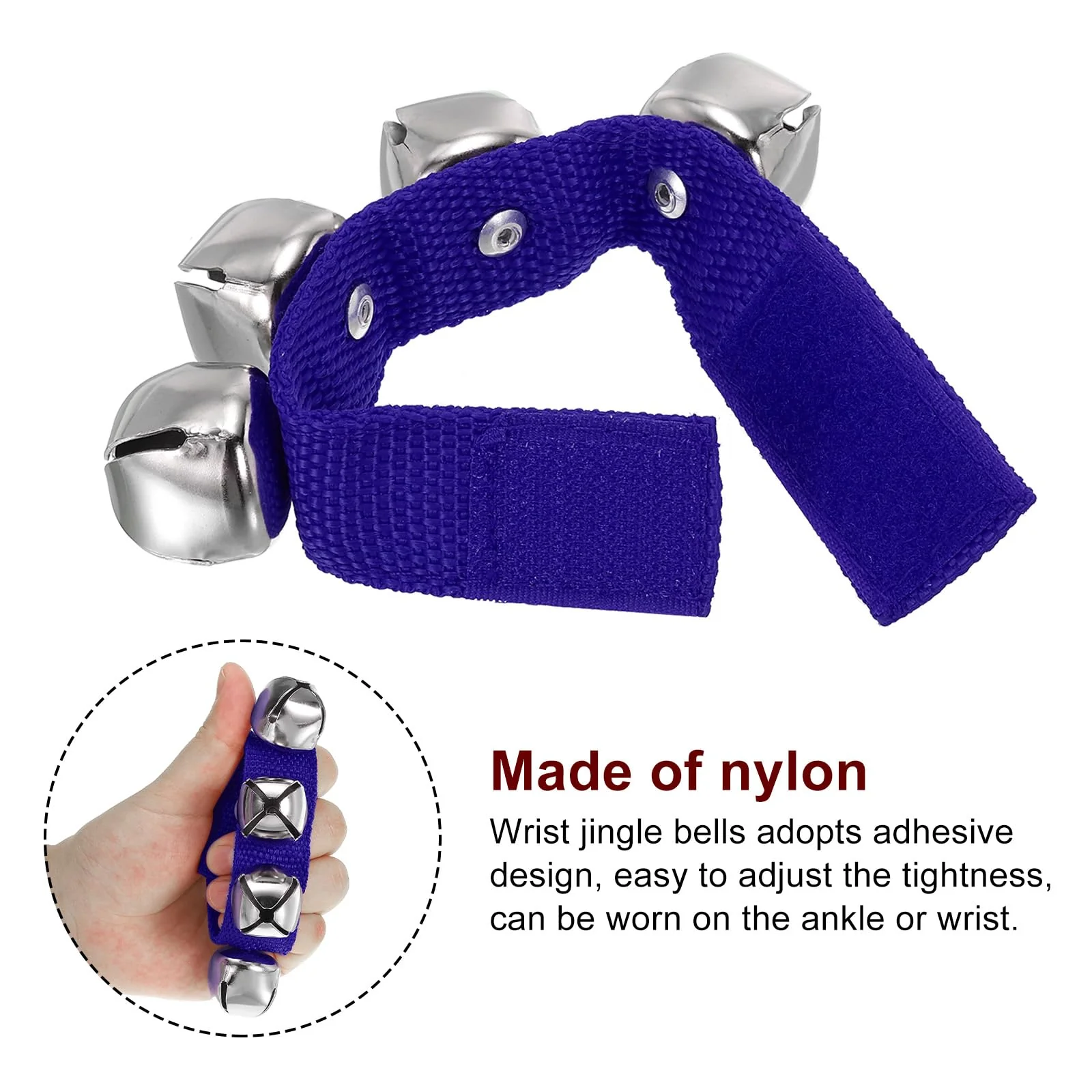 PATIKIL 12pcs Wrist Bells, Jingle Bells Ankle Bells Wrist Bells Bracelet Percussion Instruments Musical Rhythm Band 4 Silver Bells for Party Christmas, Dark Navy Blue - Image 3