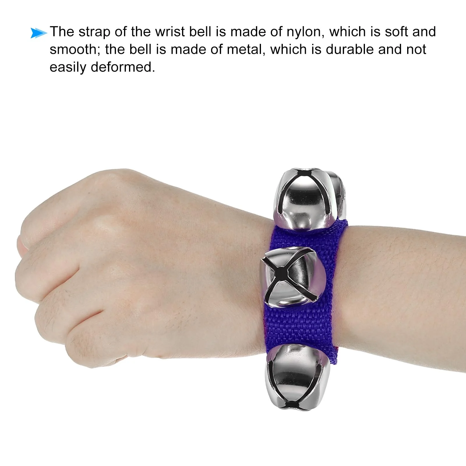PATIKIL 12pcs Wrist Bells, Jingle Bells Ankle Bells Wrist Bells Bracelet Percussion Instruments Musical Rhythm Band 4 Silver Bells for Party Christmas, Dark Navy Blue - Image 4