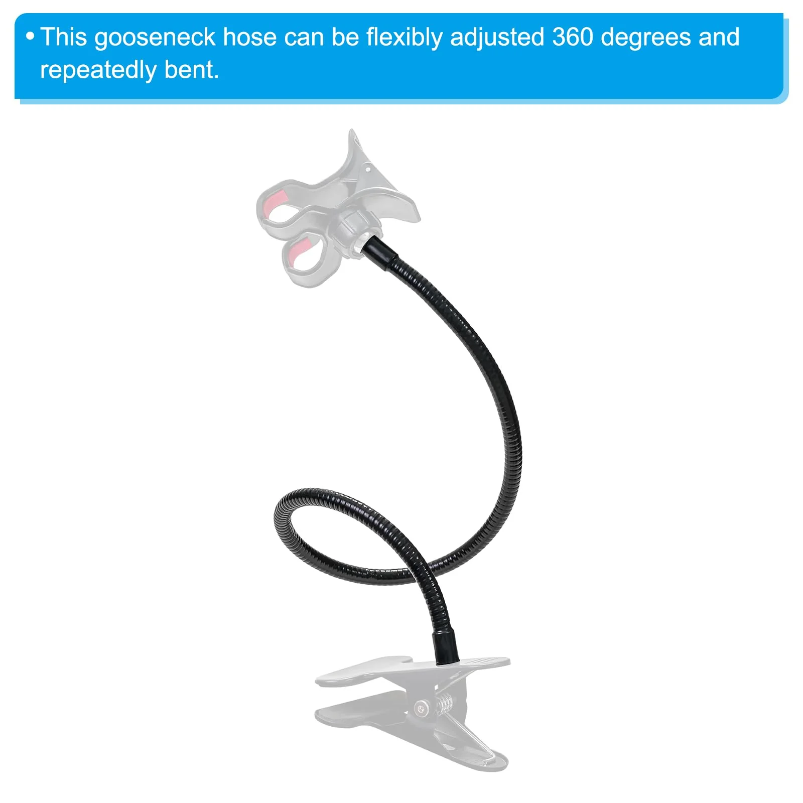 PATIKIL 16" Microphone Gooseneck, 5/8"-27 Thread Metal Universal Hose Flexible Arm Gooseneck Tube Extension for Multifunction DIY, Black 16" - Image 4