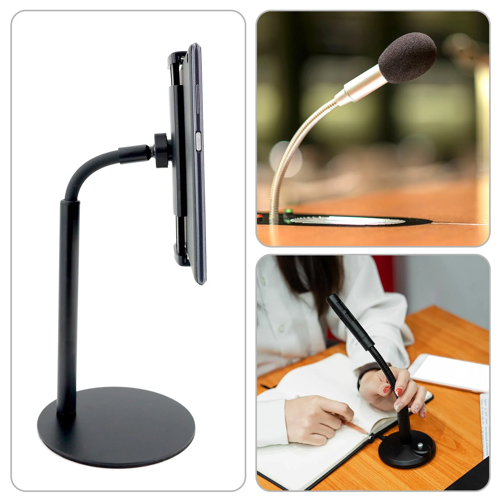 PATIKIL 16" Microphone Gooseneck, 5/8"-27 Thread Metal Universal Hose Flexible Arm Gooseneck Tube Extension for Multifunction DIY, Black 16" - Image 7