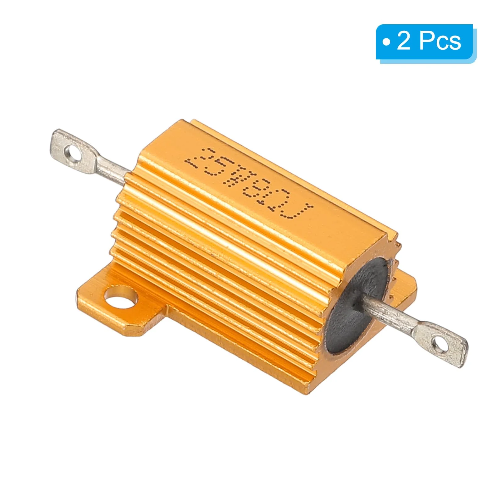 PATIKIL 25W 8 Ohm Aluminum Shell Resistor, 2 Pack Aluminum Housing Resistor Housed Case Wirewound Resistors Screw Tap Power Resistor 5% Tolerance, Golden - Image 3