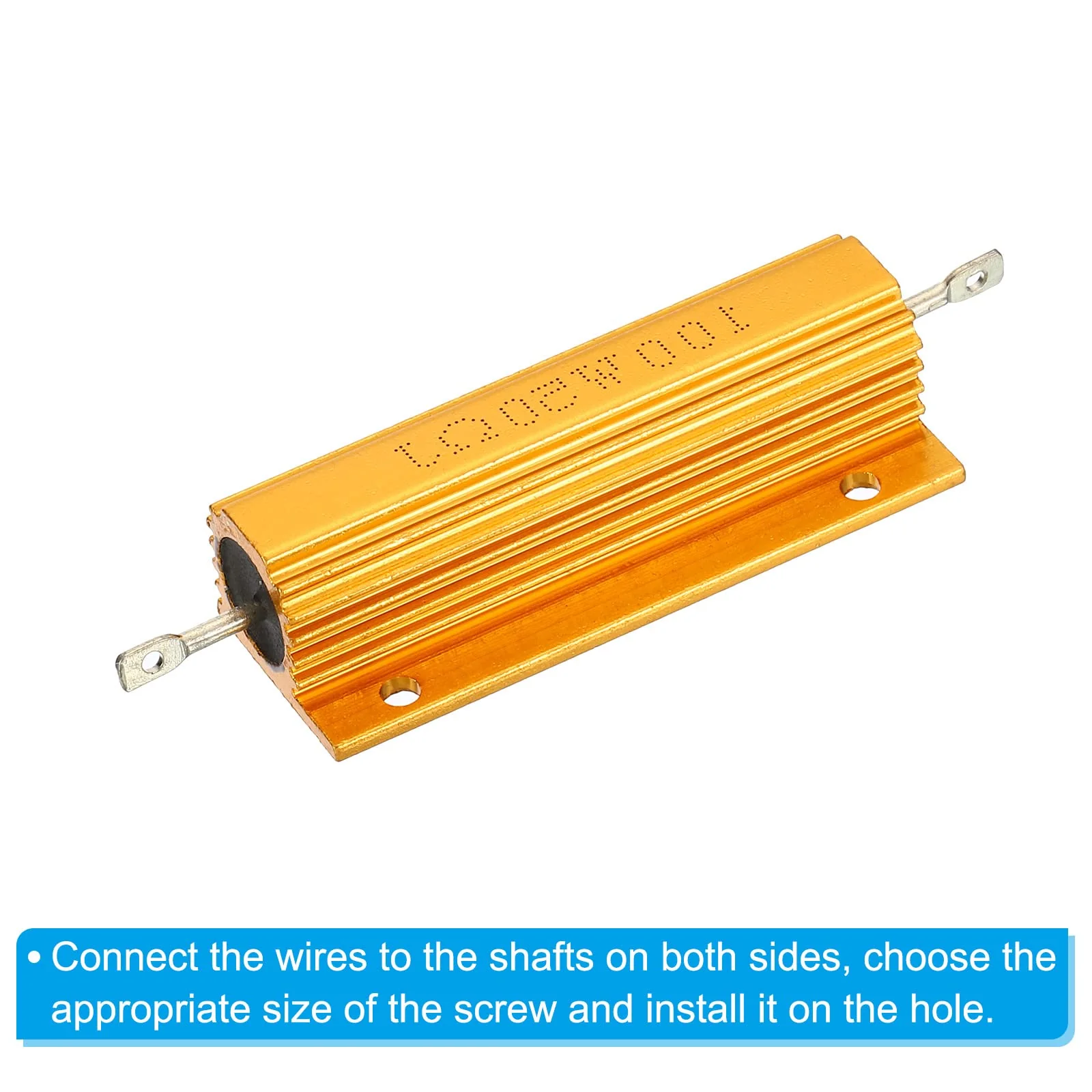 PATIKIL 2pcs 100W 50ohm Aluminium Case Resistor Housing Wire Resistors Screw Tap Power Resistor Gold Tone 50 ohms - Image 5